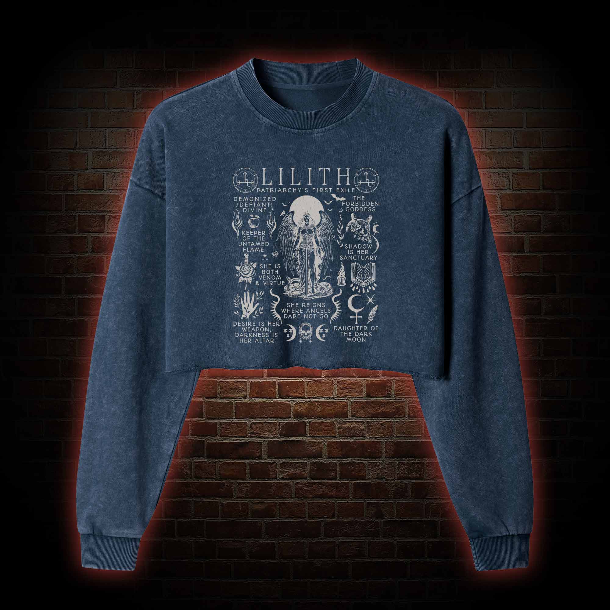 Lilith Feminist Washed Cropped Sweatshirts