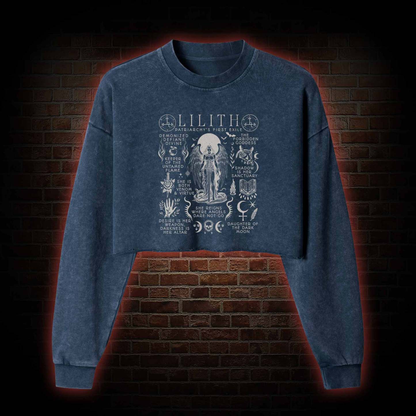 Lilith Feminist Washed Cropped Sweatshirts