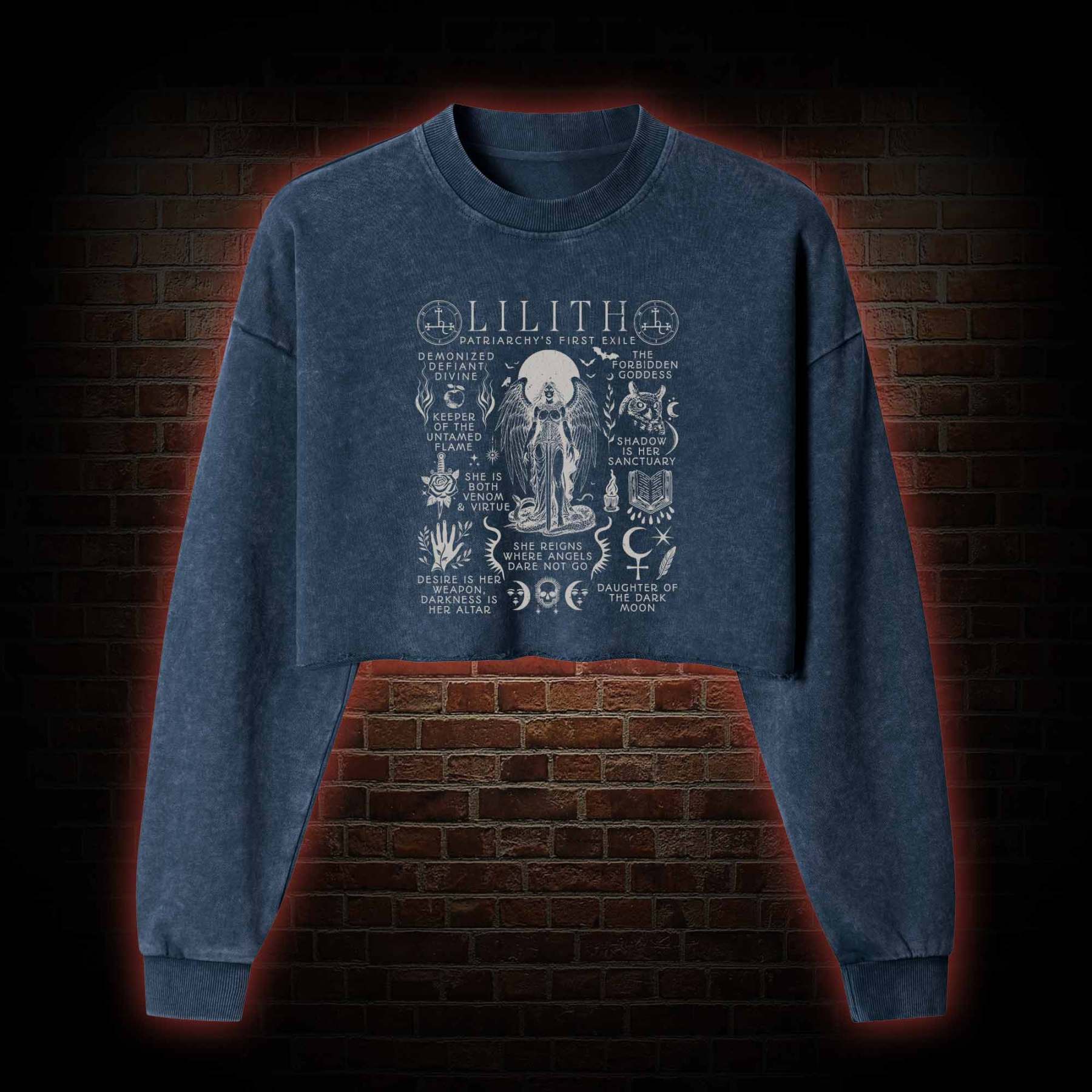 Lilith Feminist Washed Cropped Sweatshirts