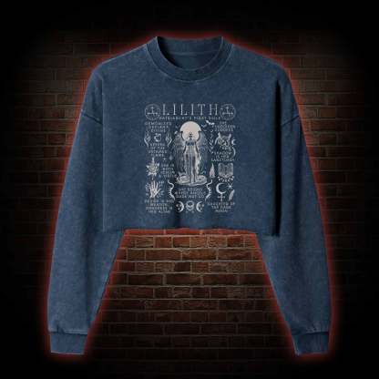 Lilith Feminist Washed Cropped Sweatshirts