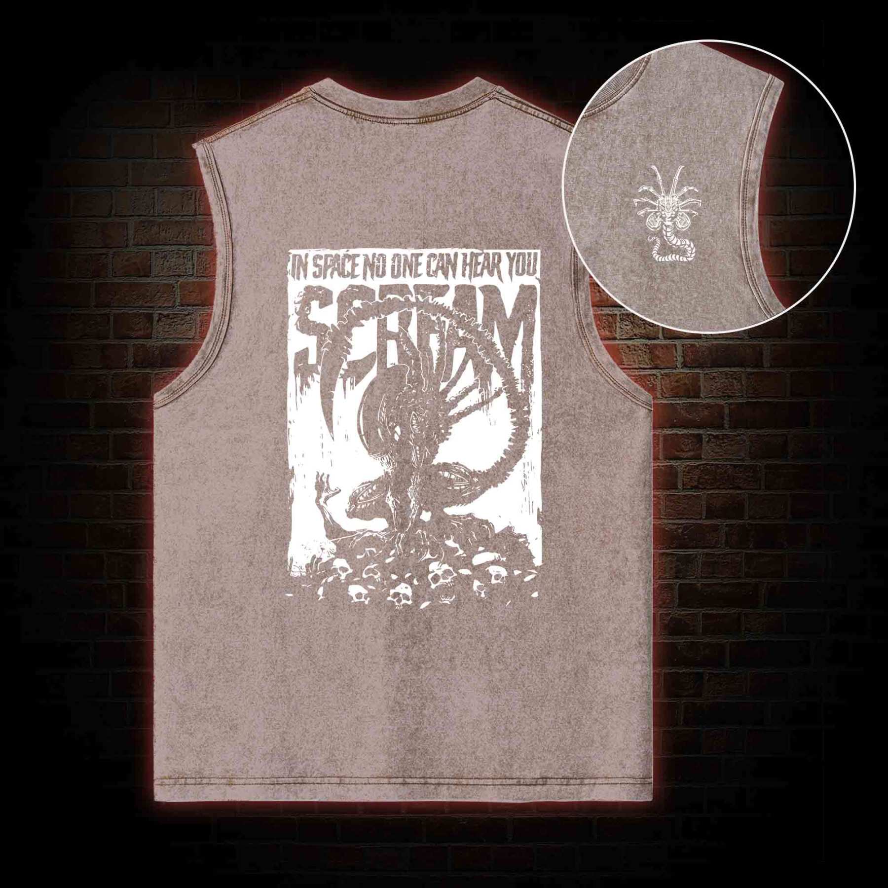 In Space No One Can Hear You Scream Back Print Washed Tank Top