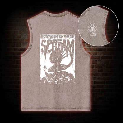 In Space No One Can Hear You Scream Back Print Washed Tank Top
