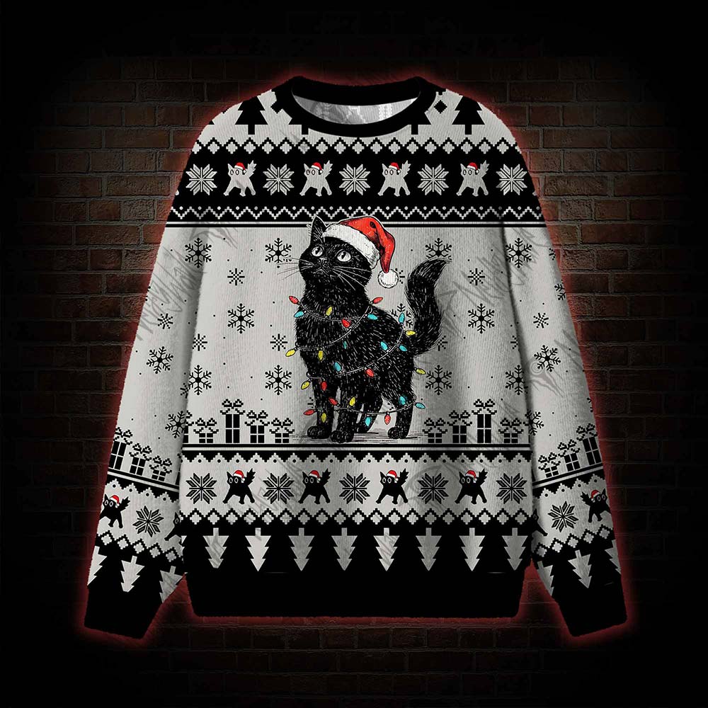 Black Cat Merry Christmas! Ugly Sweatshirts