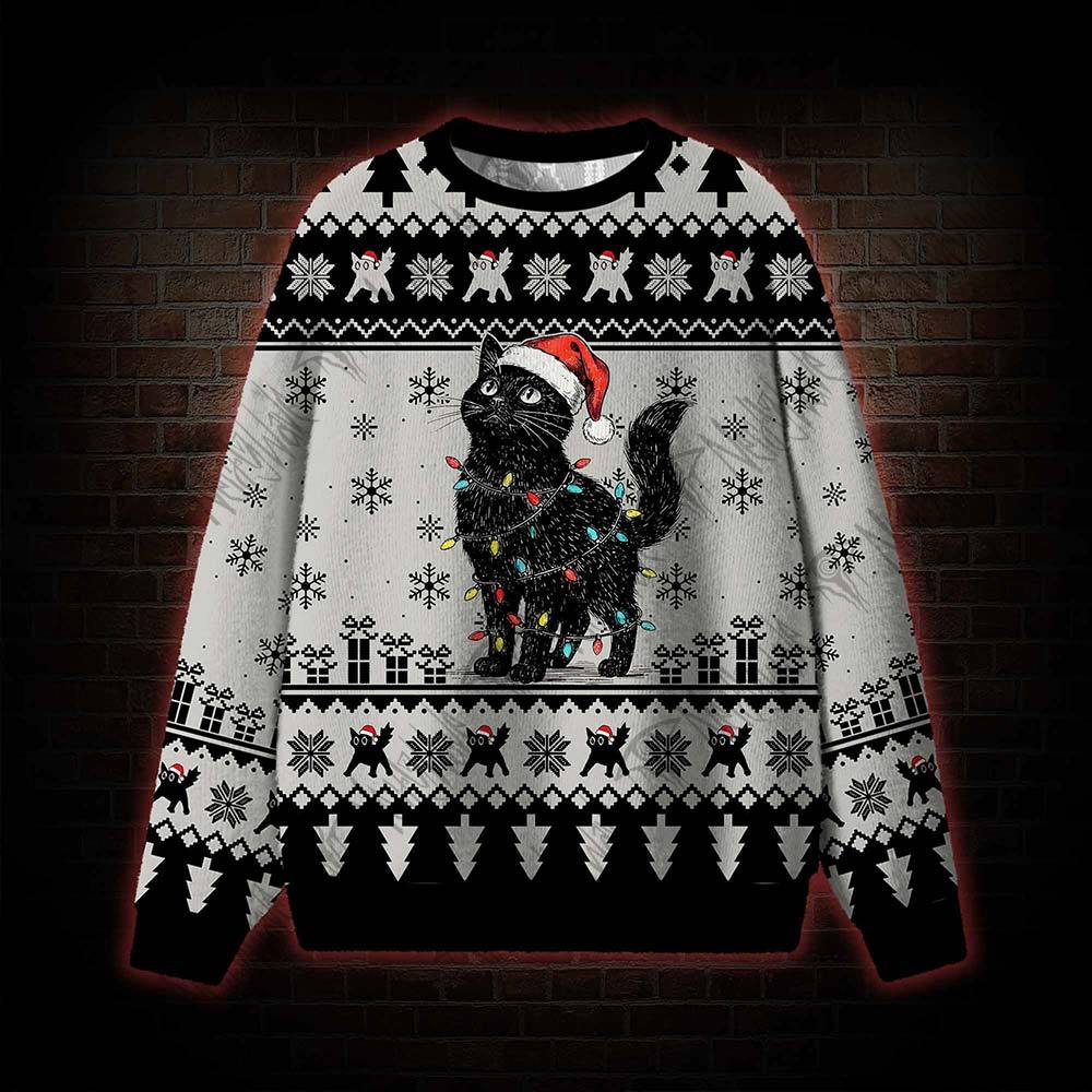 Black Cat Merry Christmas! Ugly Sweatshirts