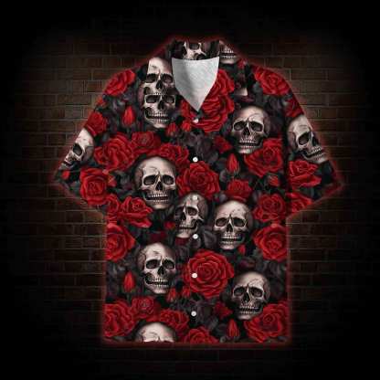 Skull and Roses Lightweight Hawaiian Shirt