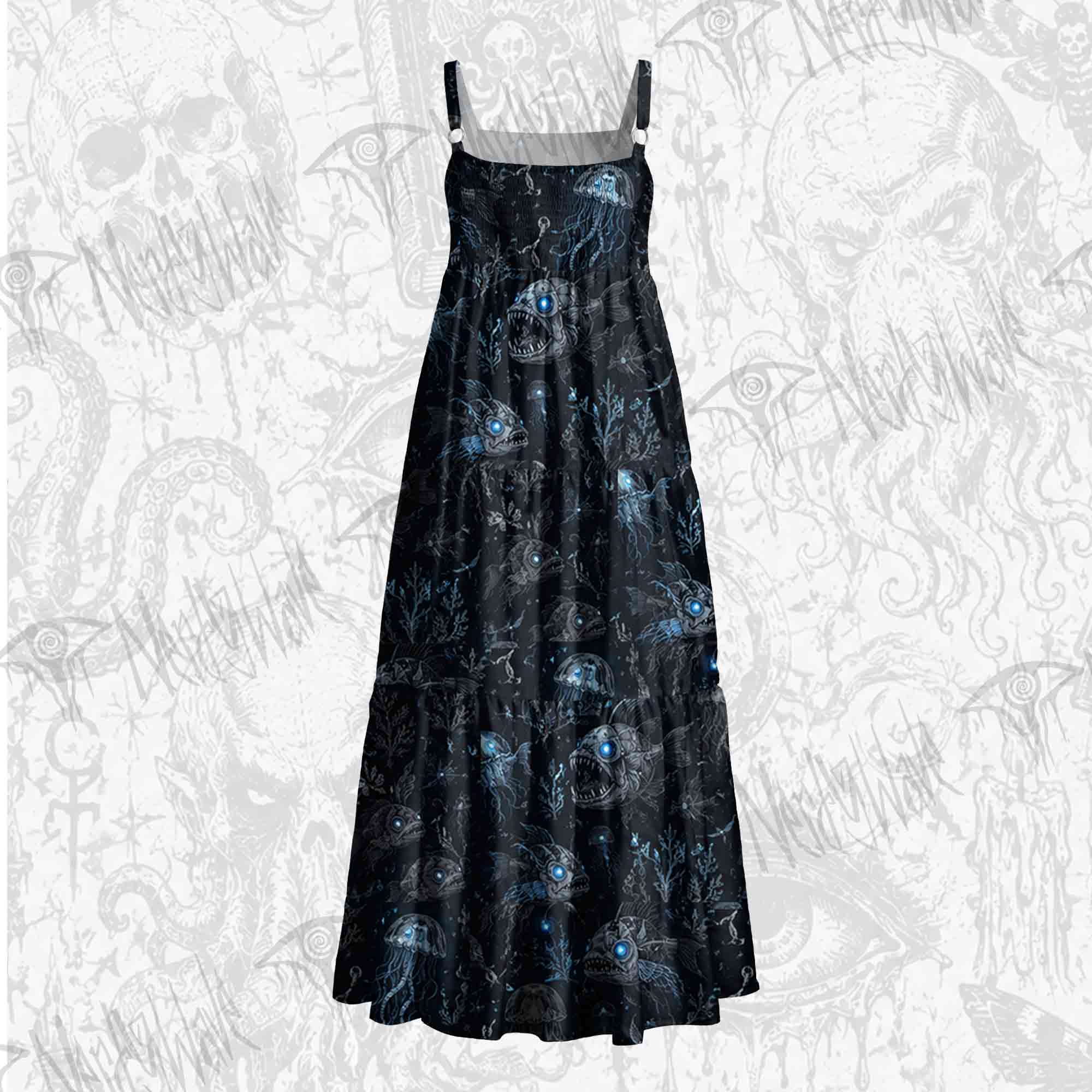 Abyssal Glow Wide Straps Maxi Dress