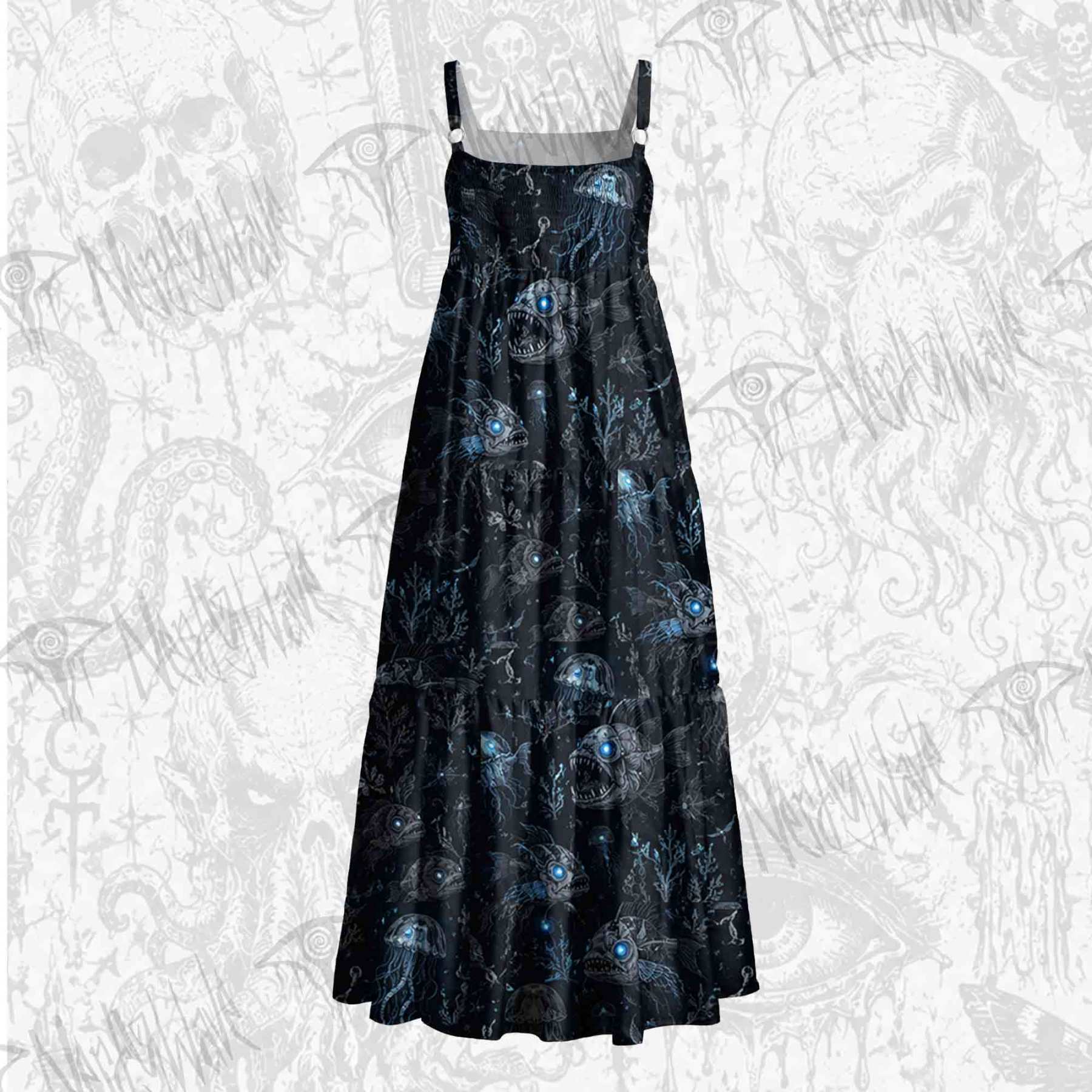 Abyssal Glow Wide Straps Maxi Dress