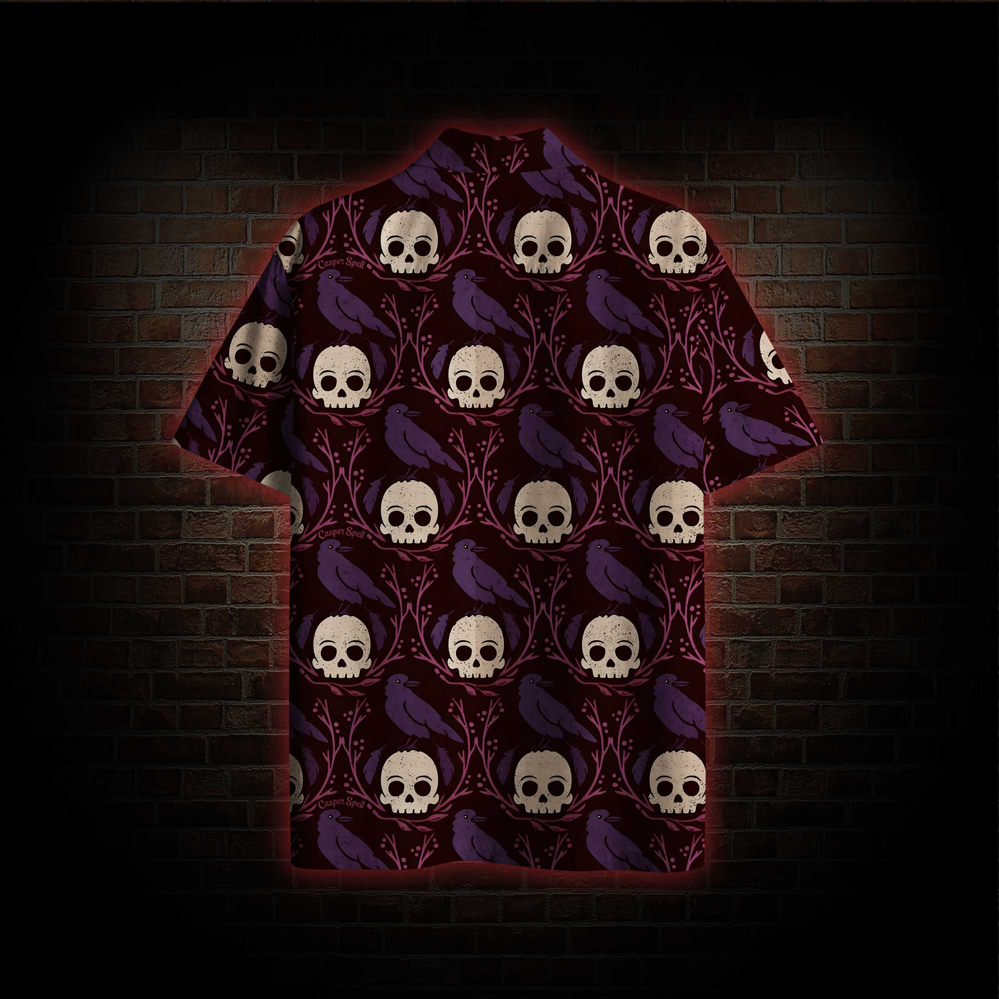 Spooky Skull and Leaf Hawaiian Shirt