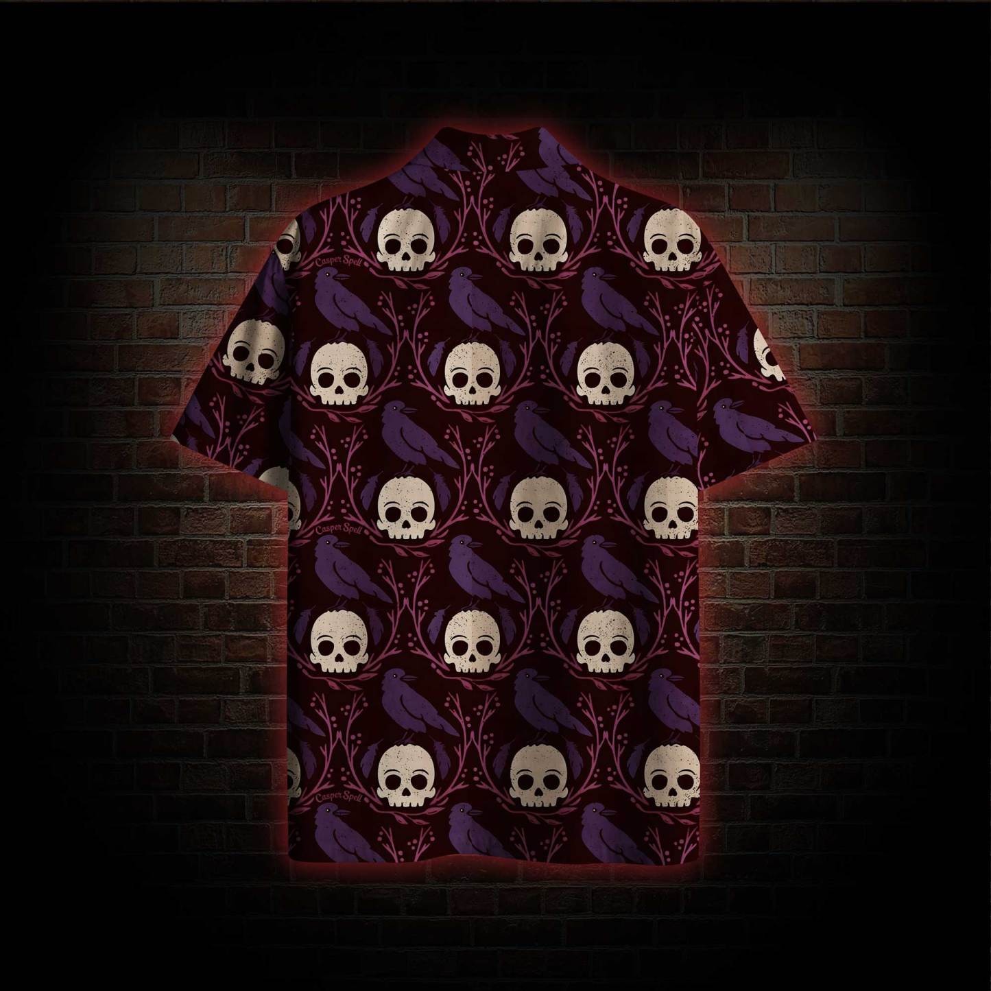 Spooky Skull and Leaf Hawaiian Shirt