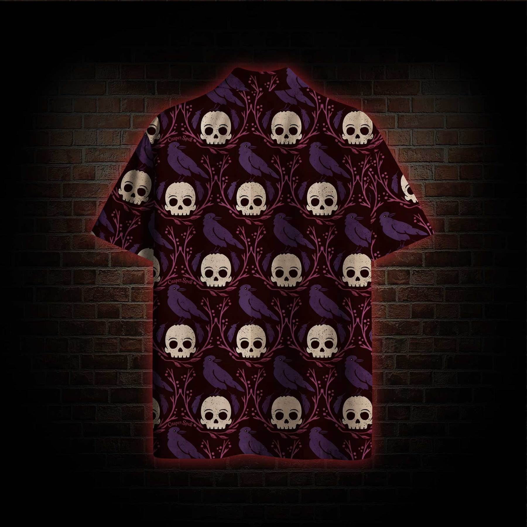 Spooky Skull and Leaf Hawaiian Shirt