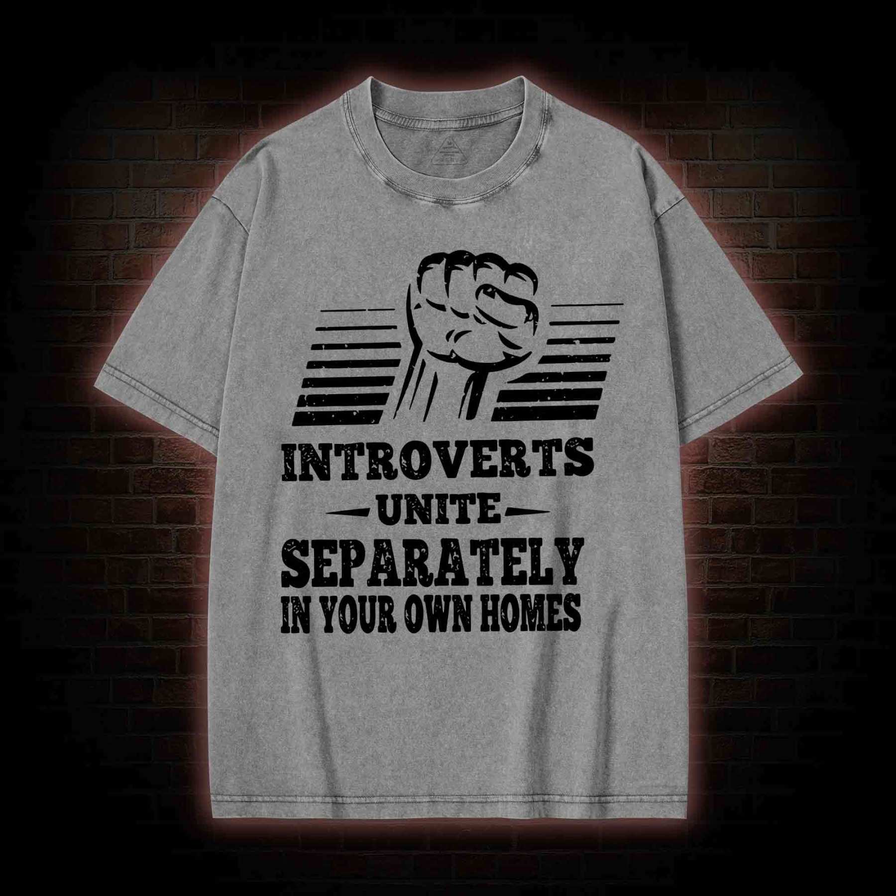 Introverts Unite Separately In Your Own Homes Washed T-shirt