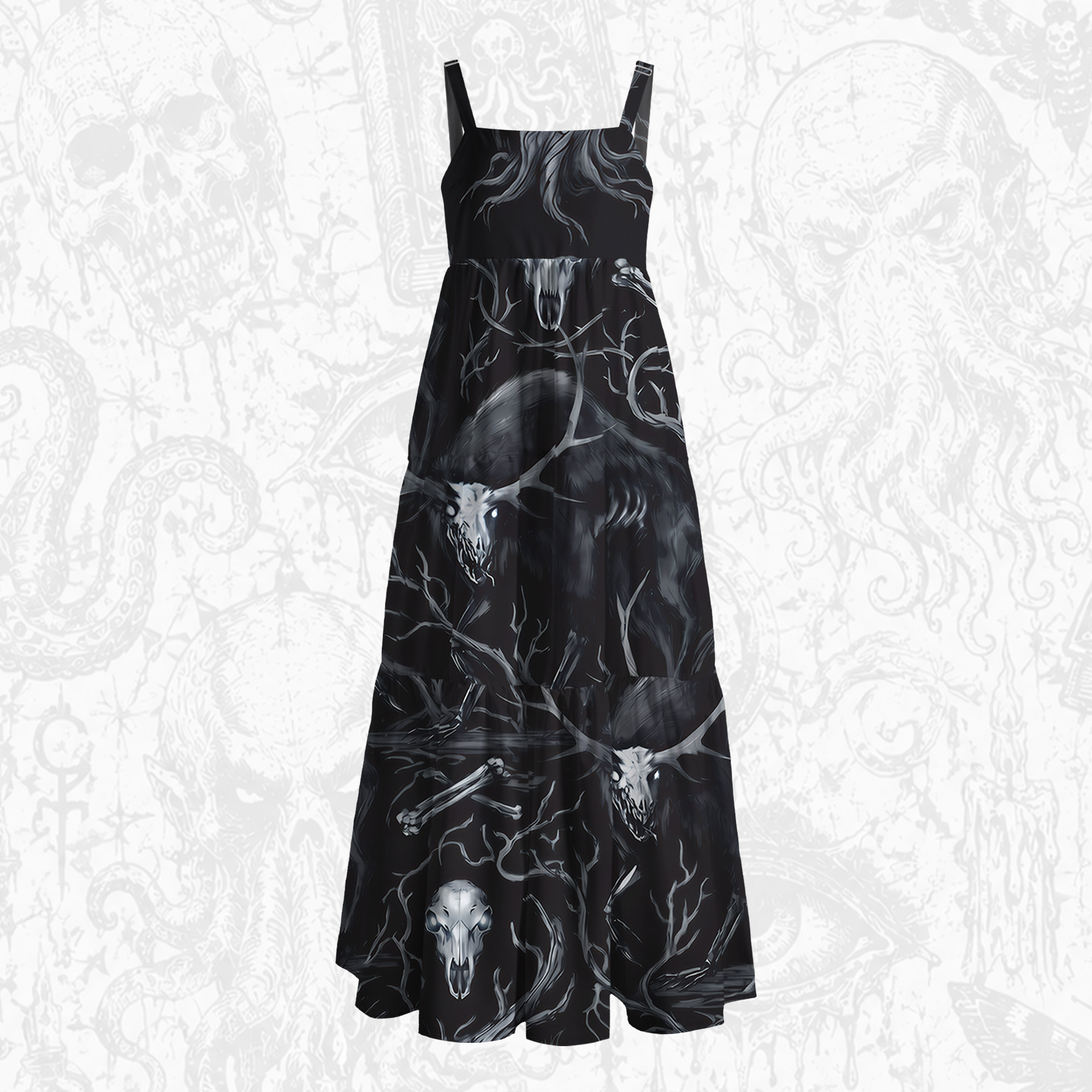 Wendigo Folk Horror Wide Straps Maxi Dress