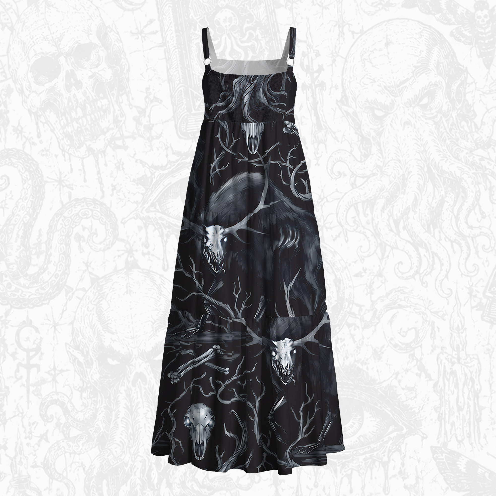 Wendigo Folk Horror Wide Straps Maxi Dress