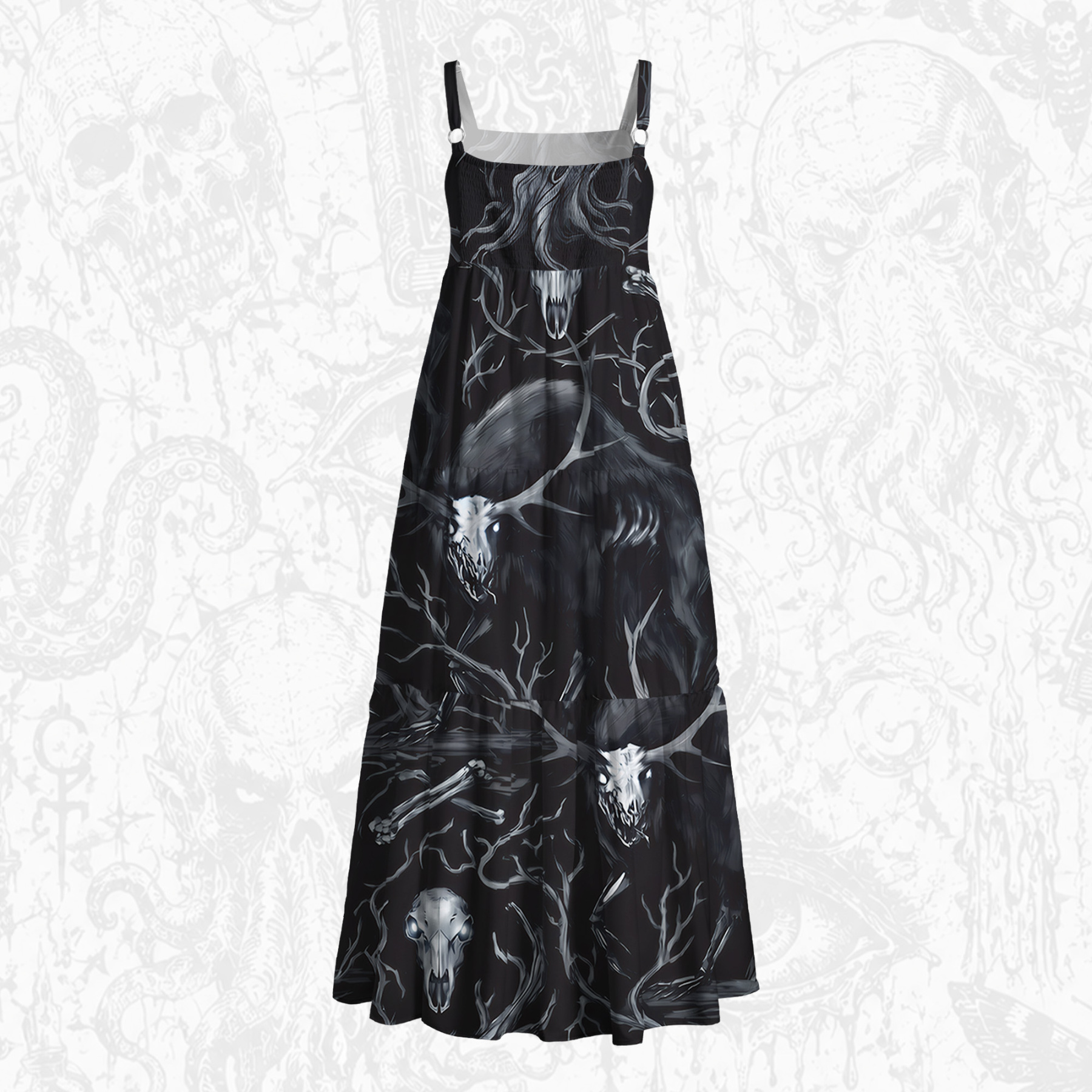 Wendigo Folk Horror Wide Straps Maxi Dress