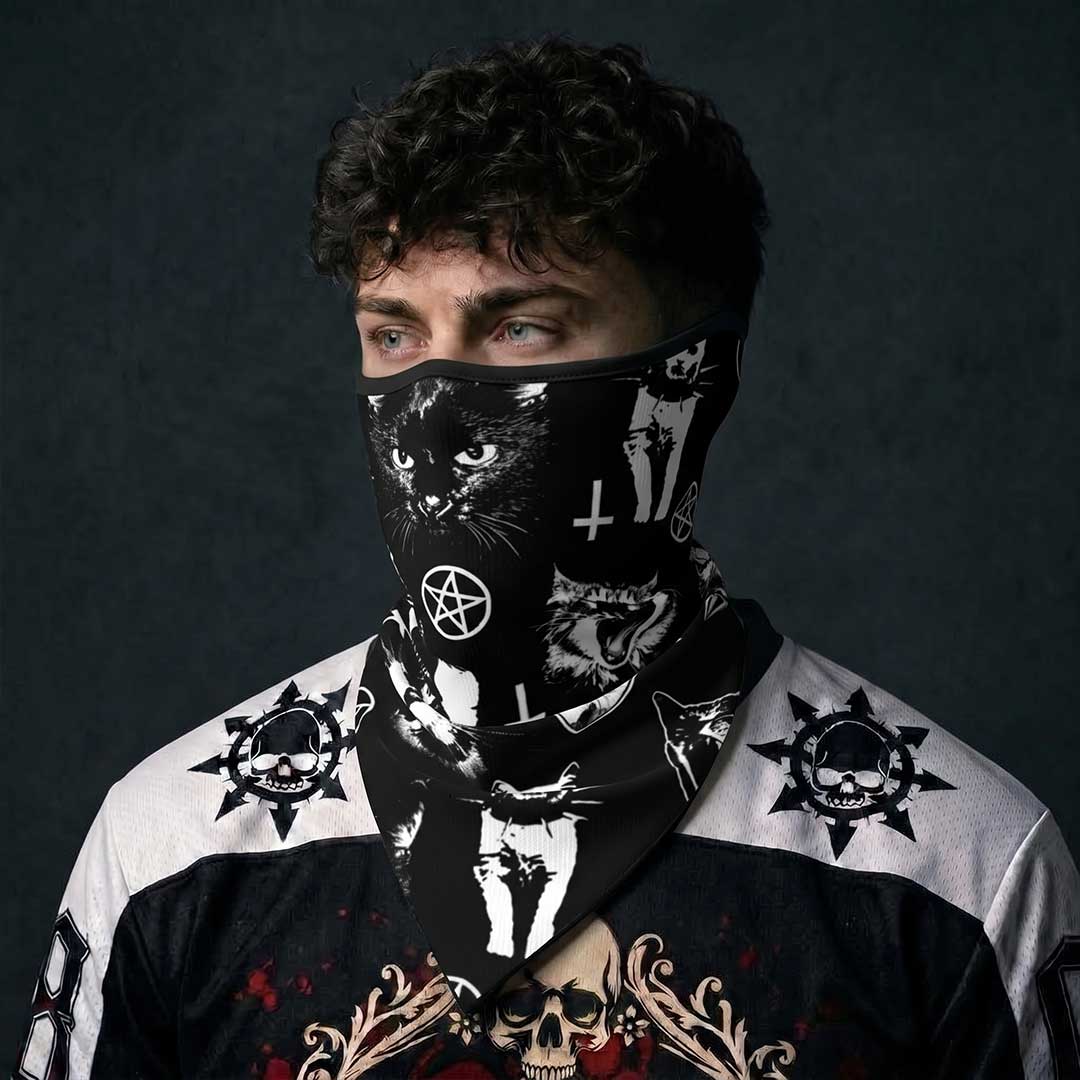 Punk Goth Cats Mesh Neck Gaiter