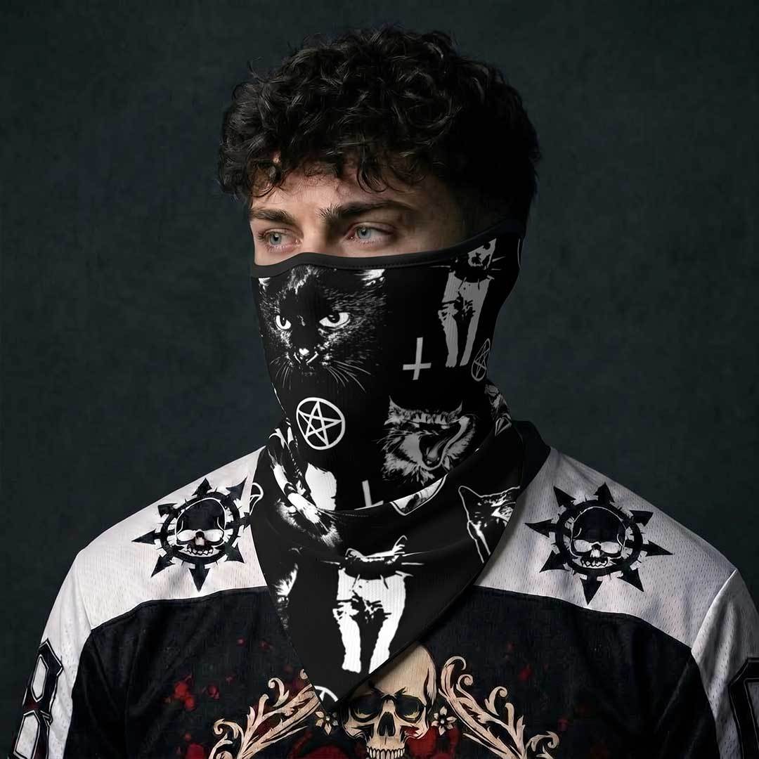 Punk Goth Cats Mesh Neck Gaiter