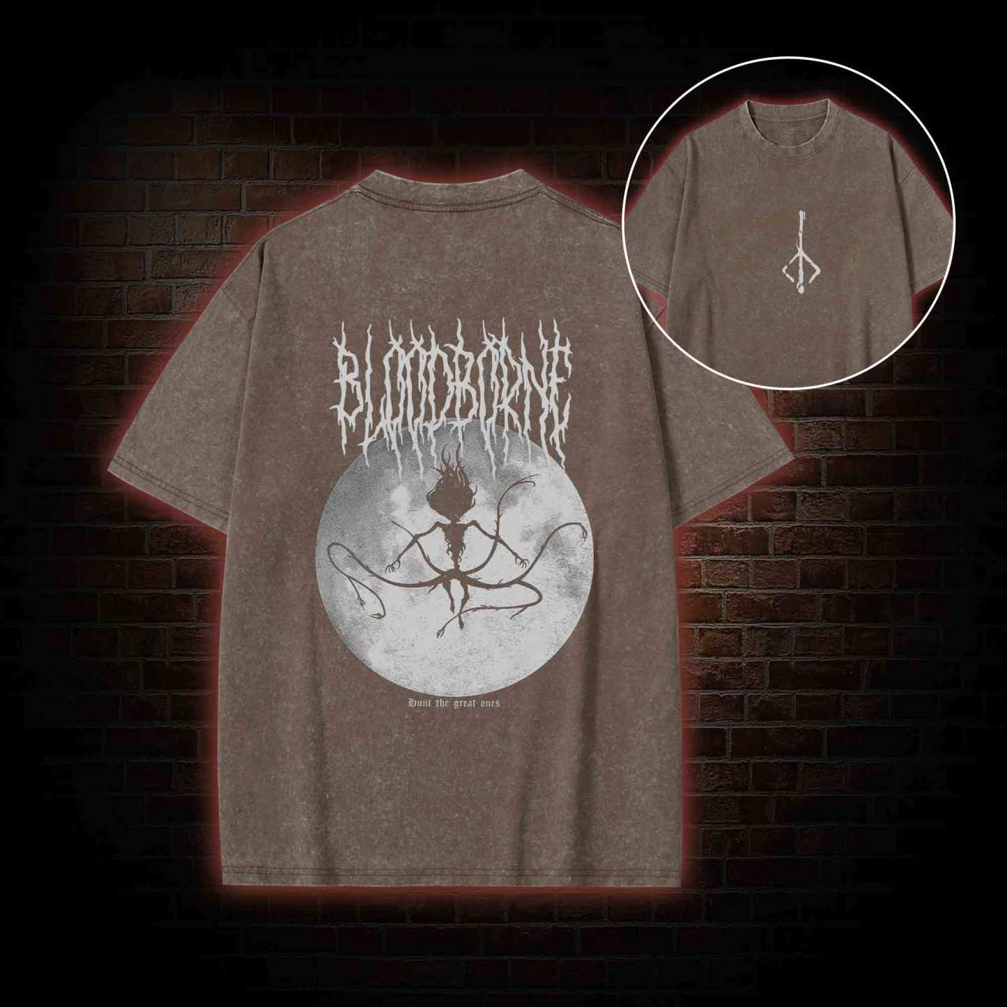 Hunt The Great Ones Back Print Washed T-shirt