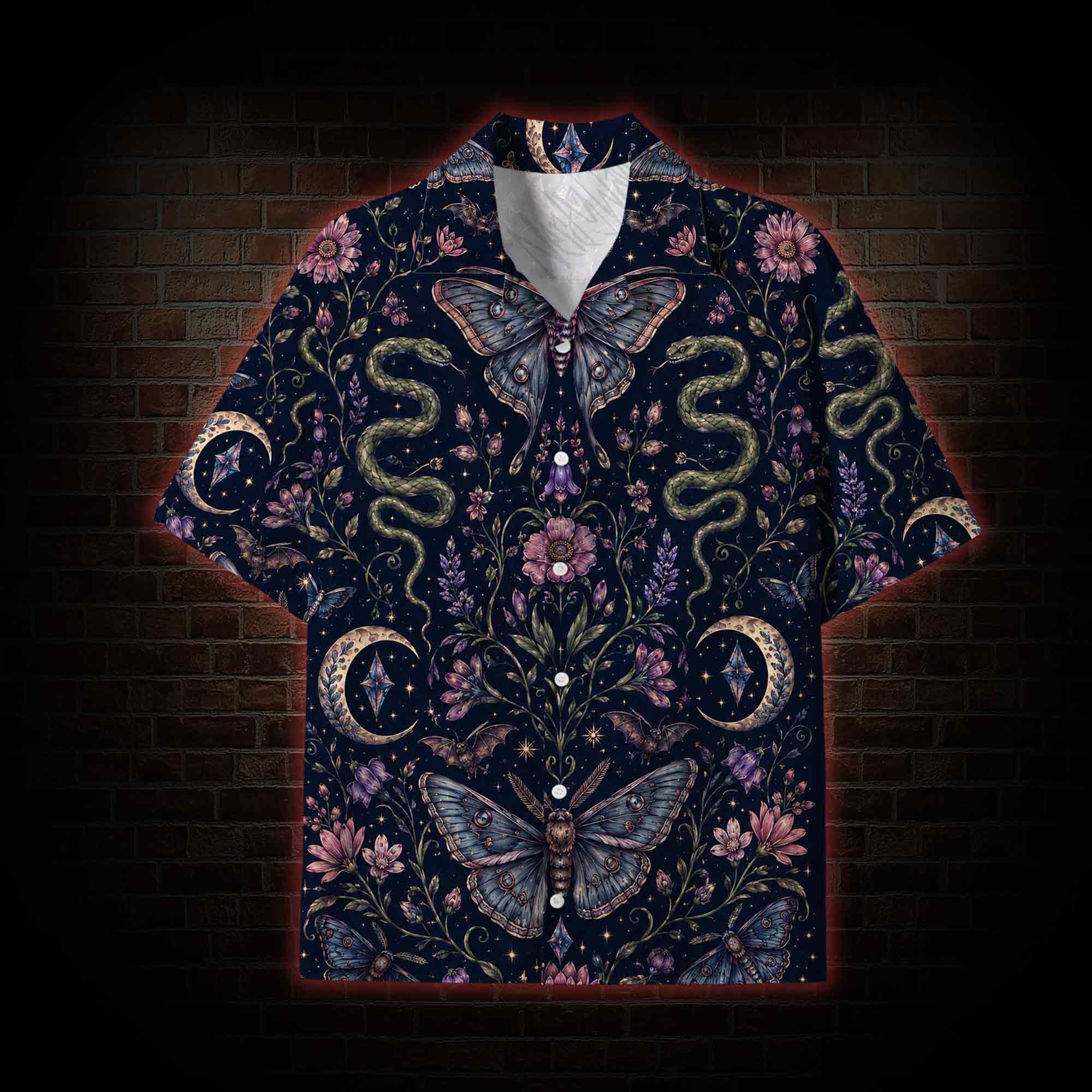 Moth and Botanical Lightweight Hawaiian Shirt