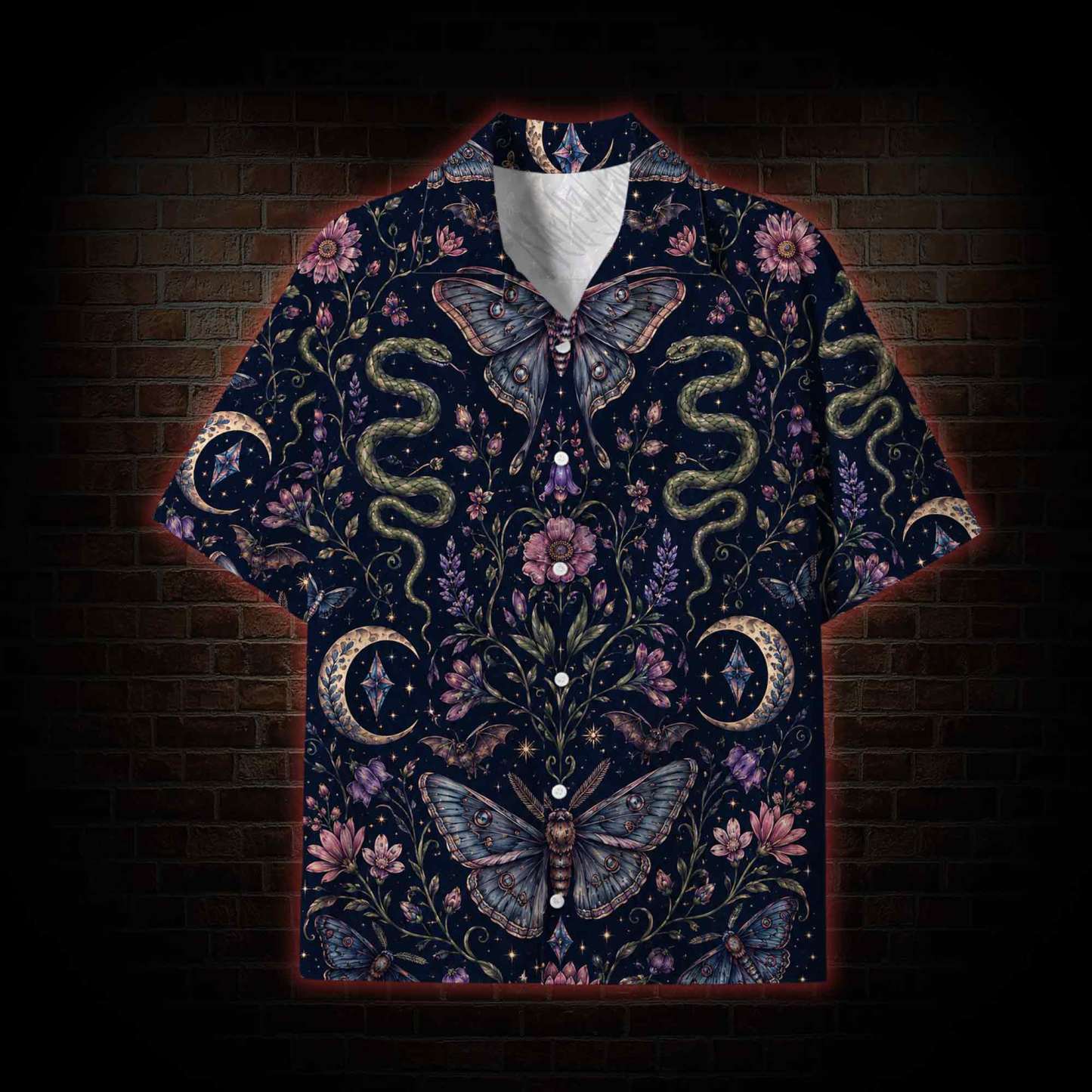 Moth and Botanical Lightweight Hawaiian Shirt