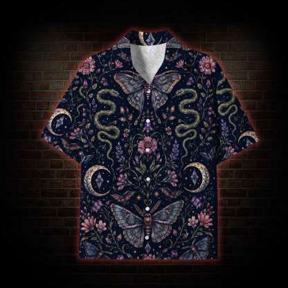 Moth and Botanical Lightweight Hawaiian Shirt
