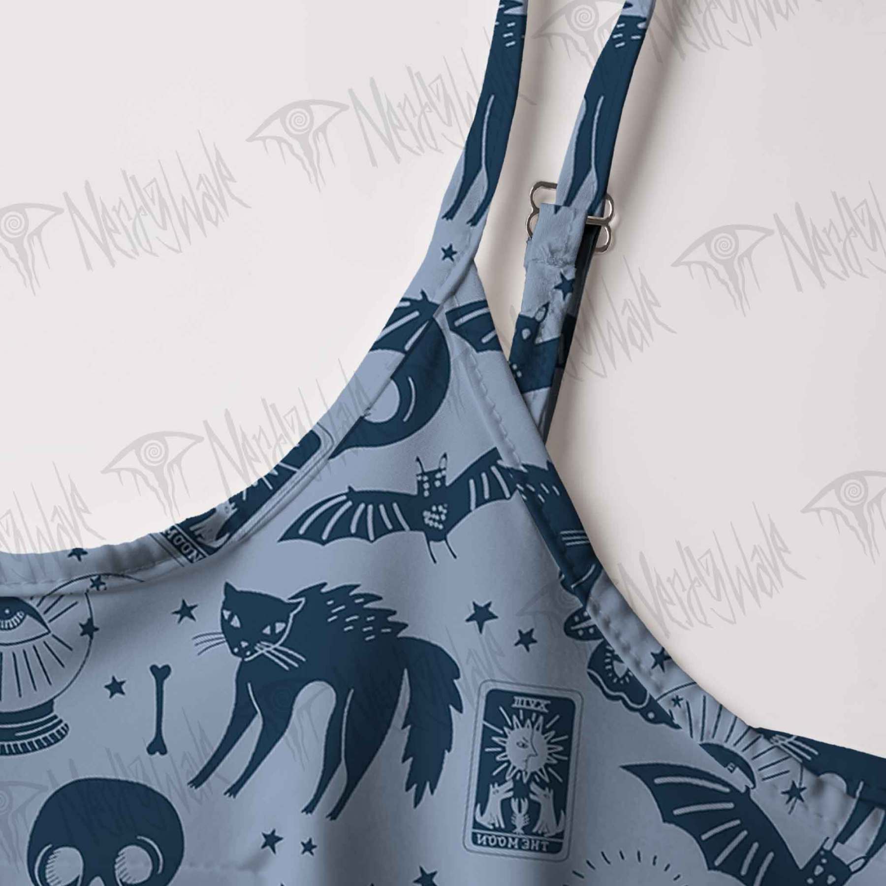 Mysterious Cats and Bats Strap Midi Sundress