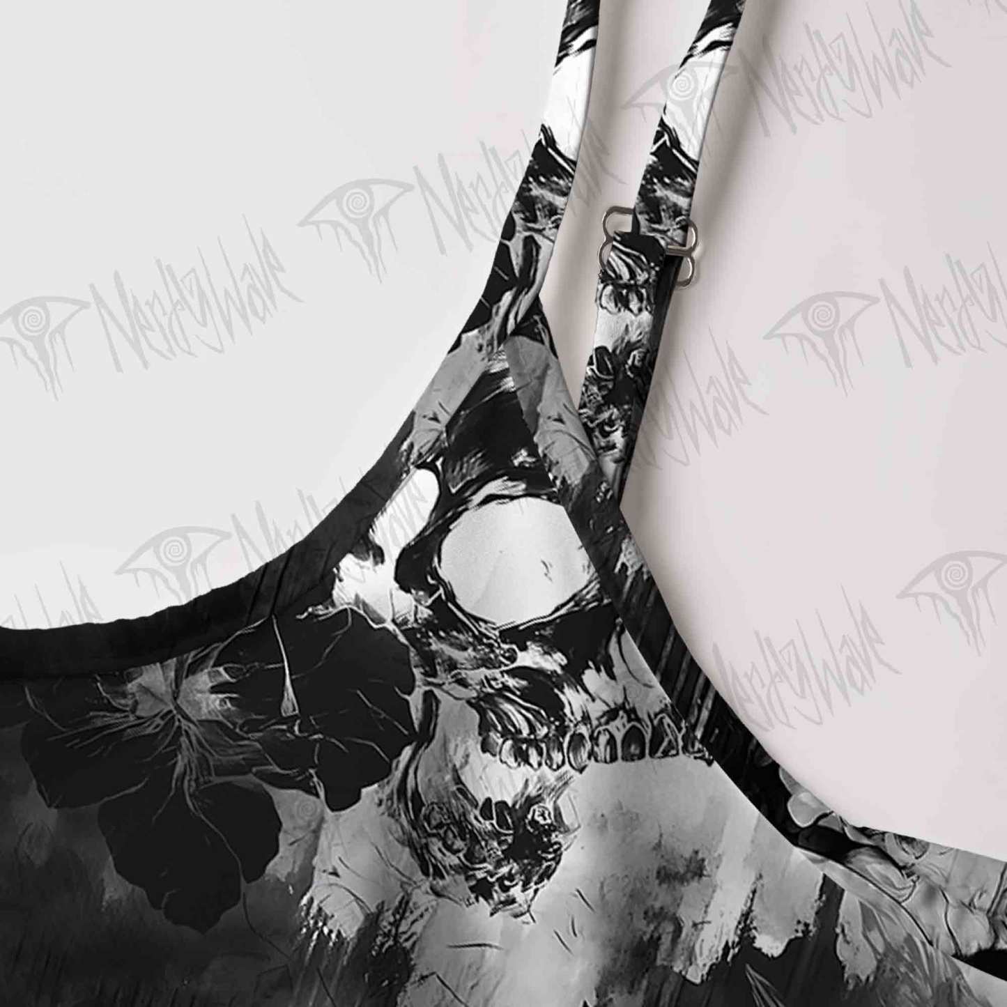 Skull Splatter Art Strap Midi Sundress