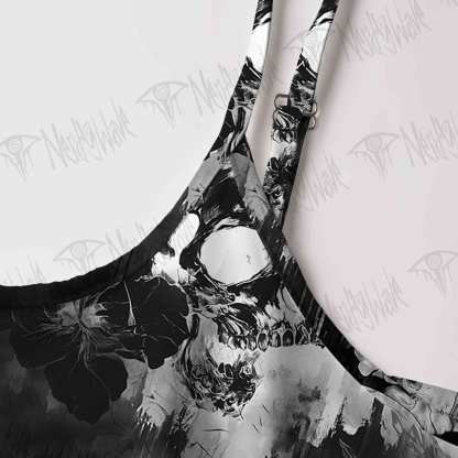 Skull Splatter Art Strap Midi Sundress