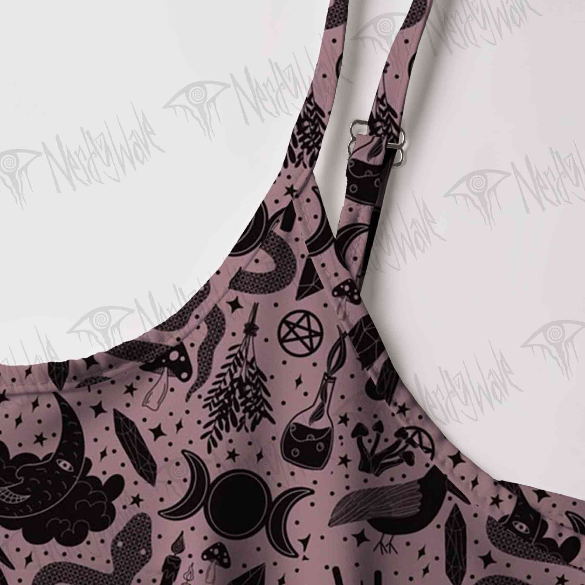 Mystic Whimsy Art Strap Midi Sundress