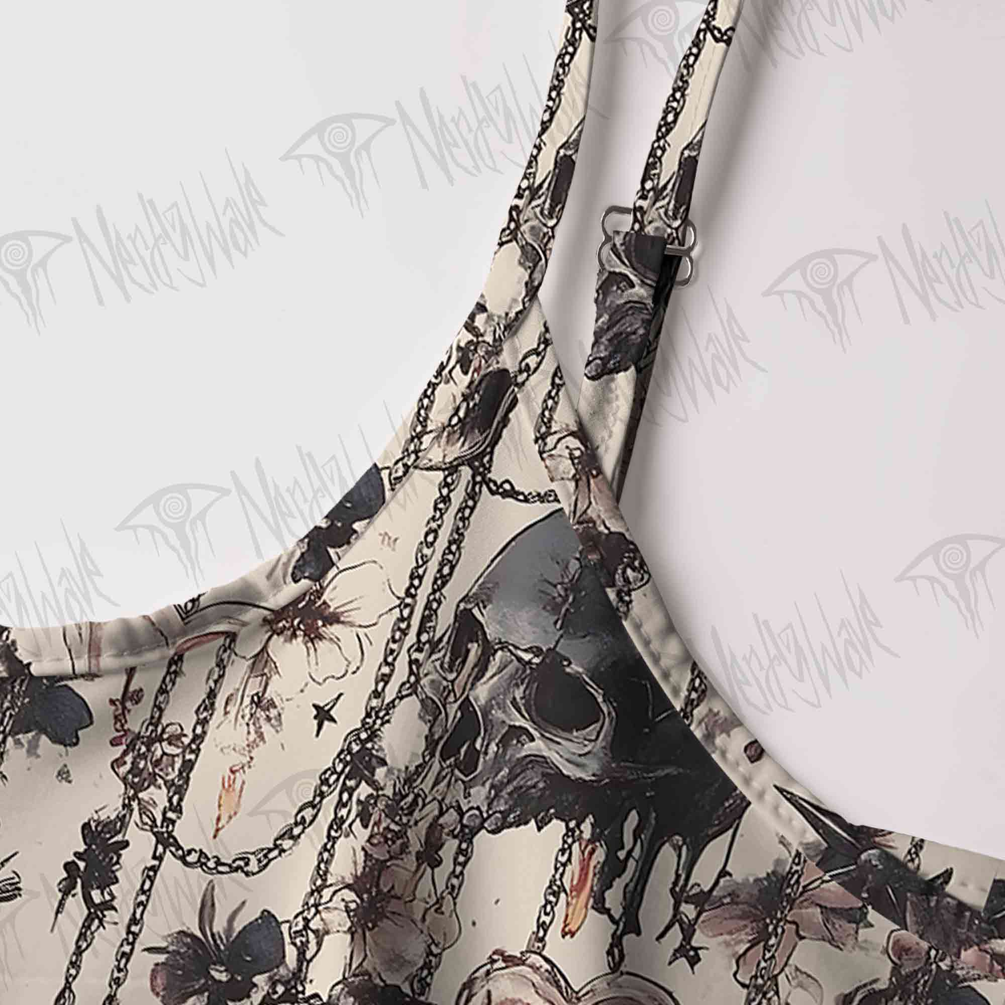 Skull & Heart Tie Strap Midi Sundress