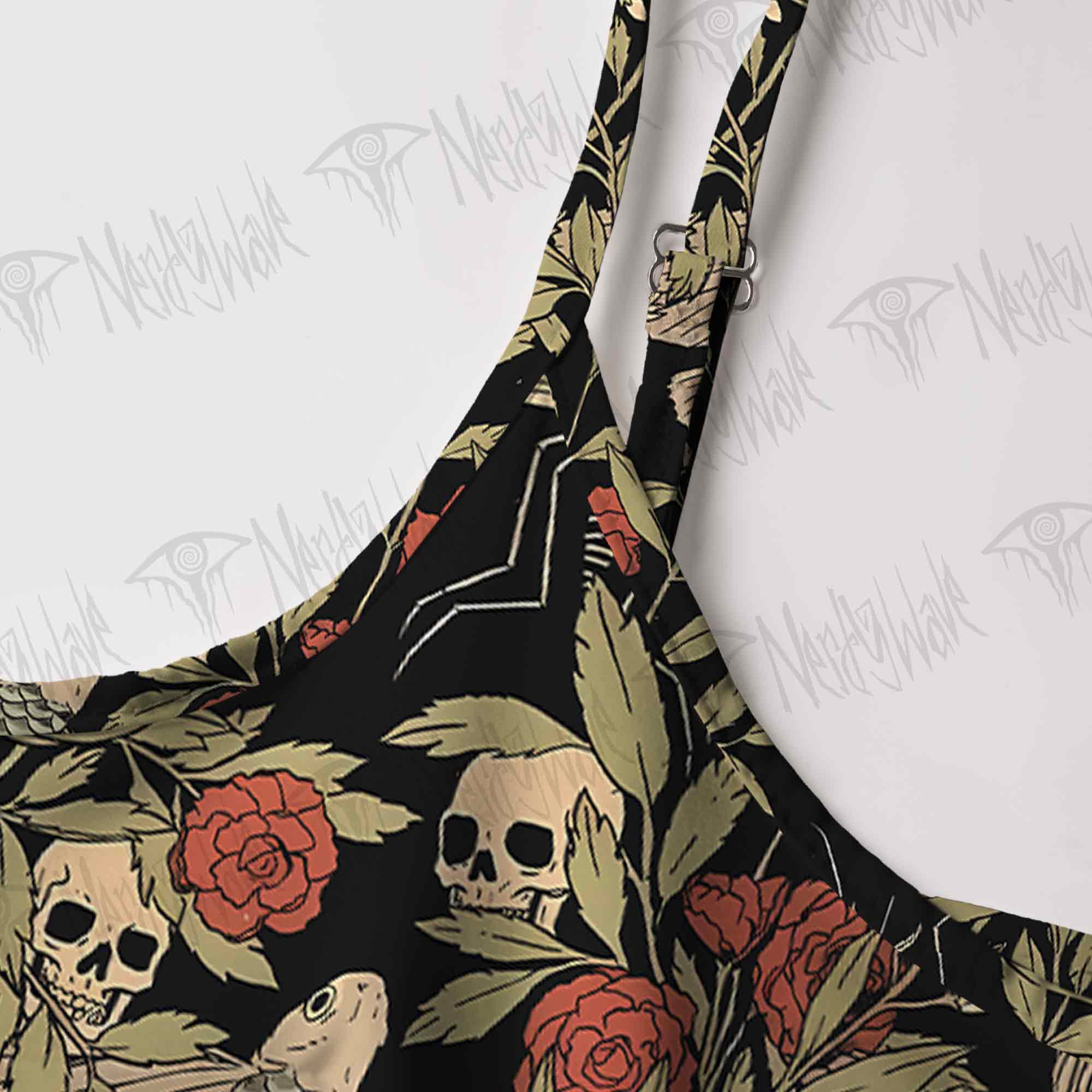 Skull and Flying Fish Strap Midi Sundress