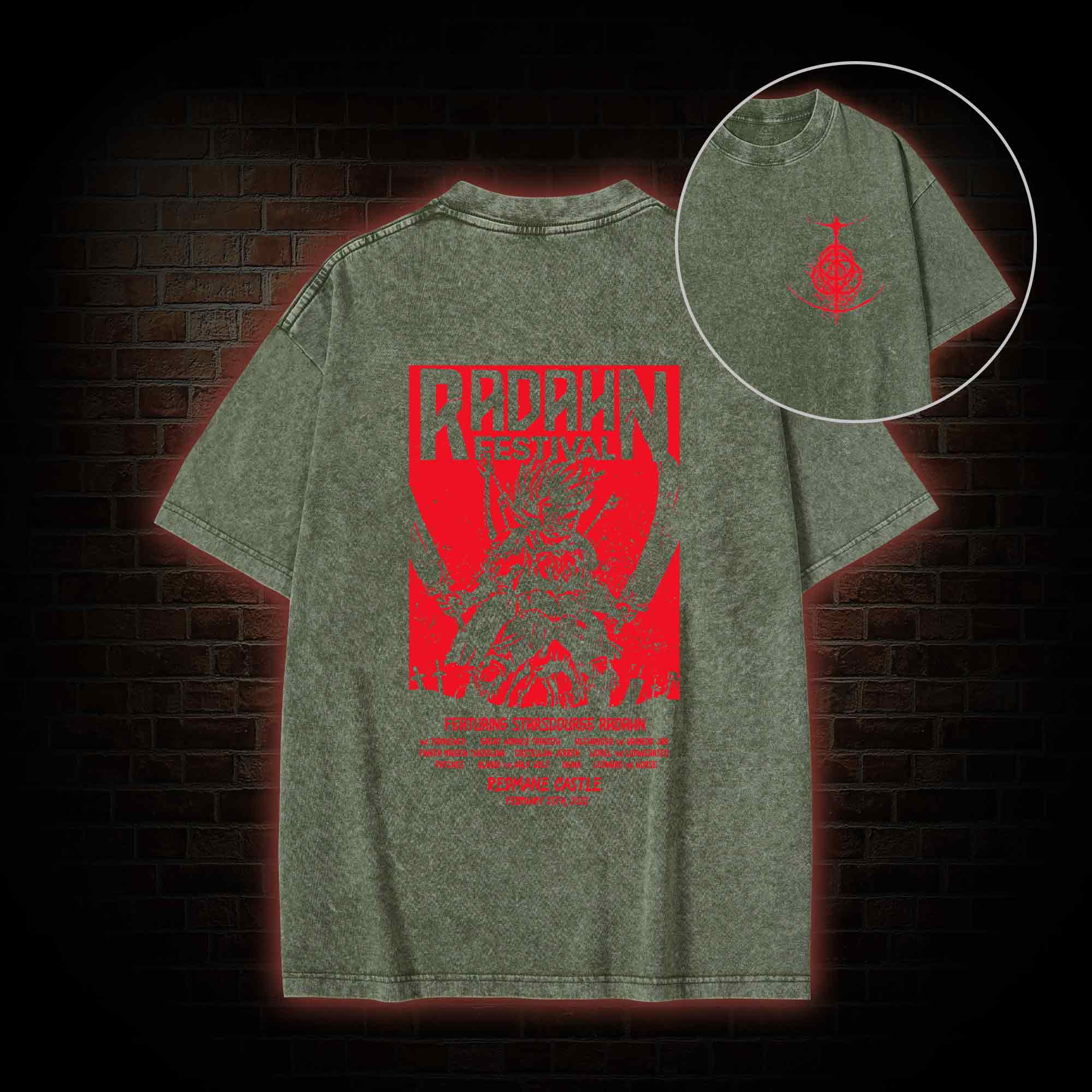 Battle Festival Back Print Washed T-shirt