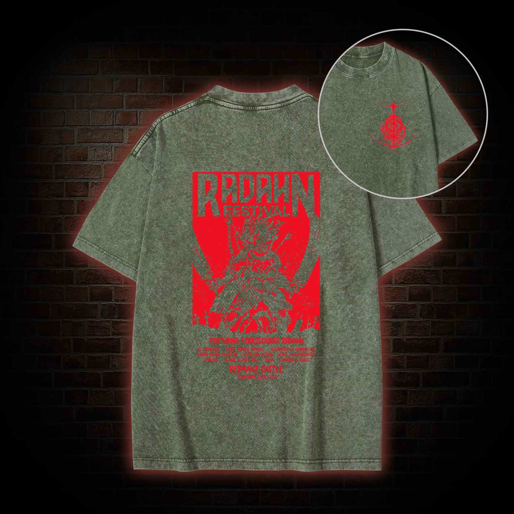 Battle Festival Back Print Washed T-shirt