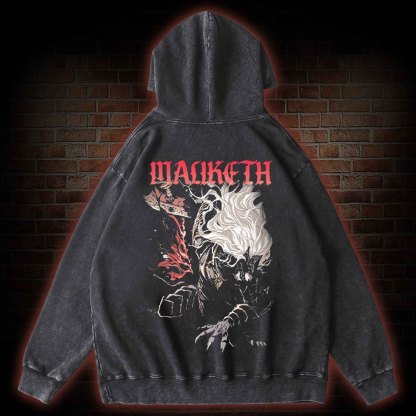 O, Death Become My Blade Once More Back Print Washed Hoodie