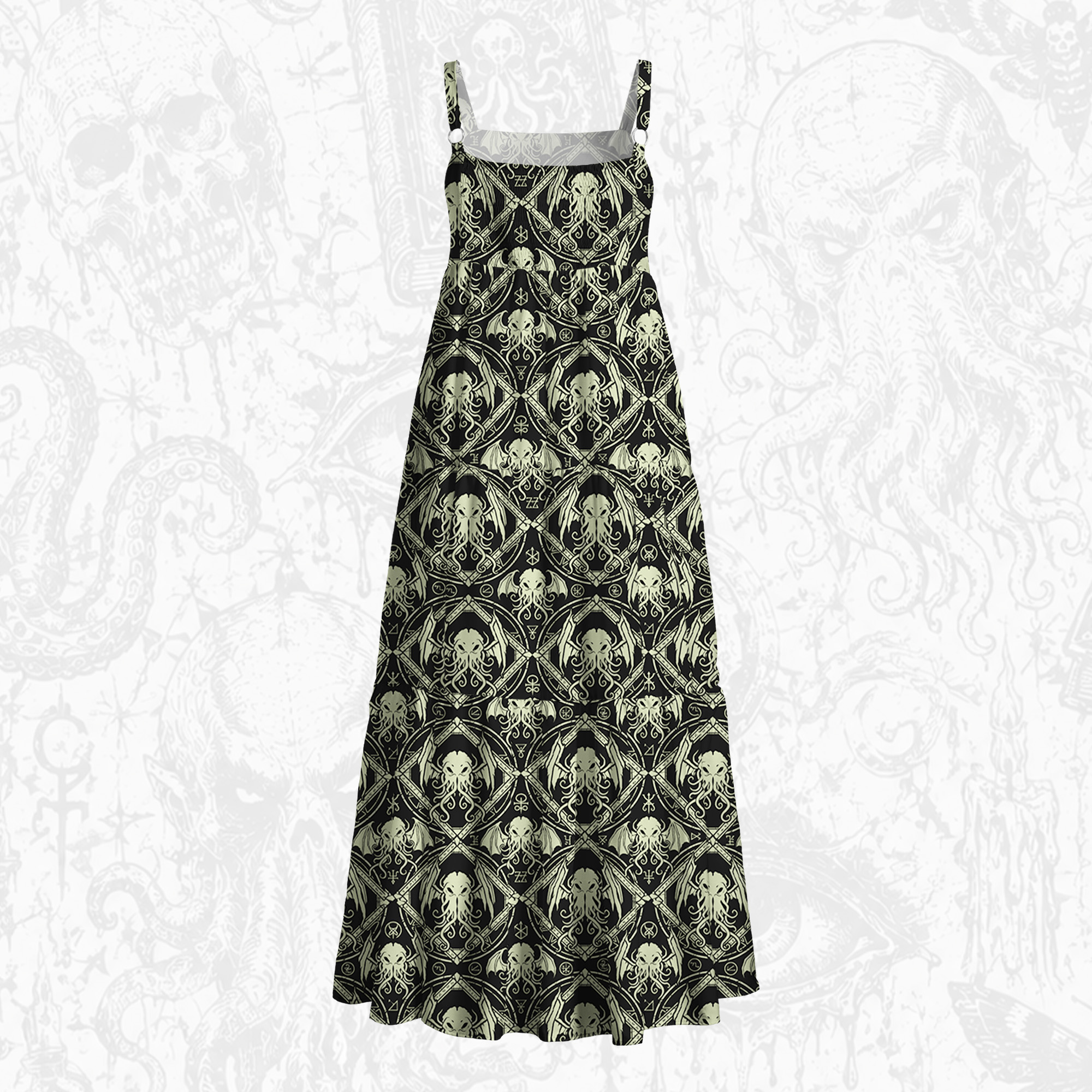 Abyssal Swirls Wide Straps Maxi Dress