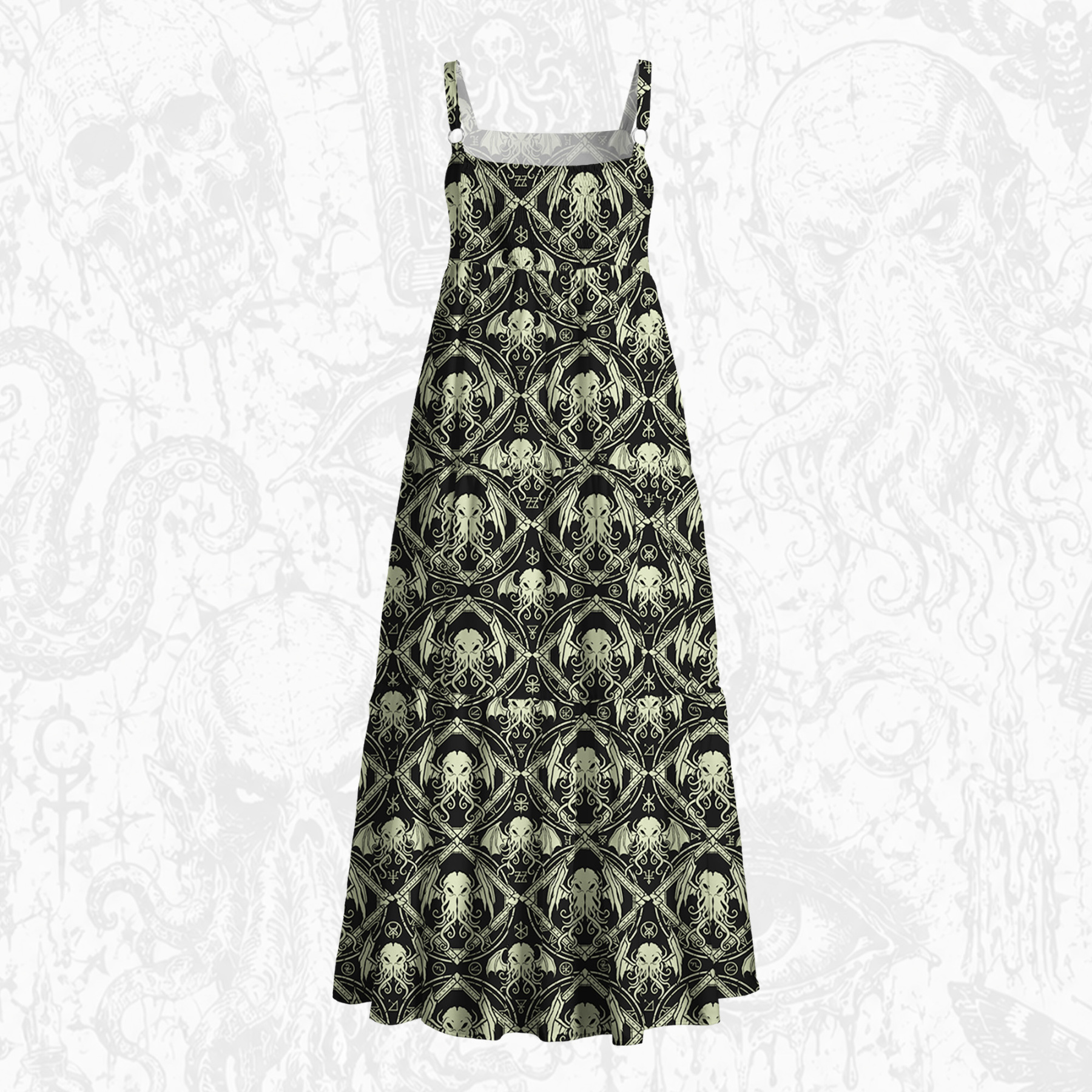 Abyssal Swirls Wide Straps Maxi Dress