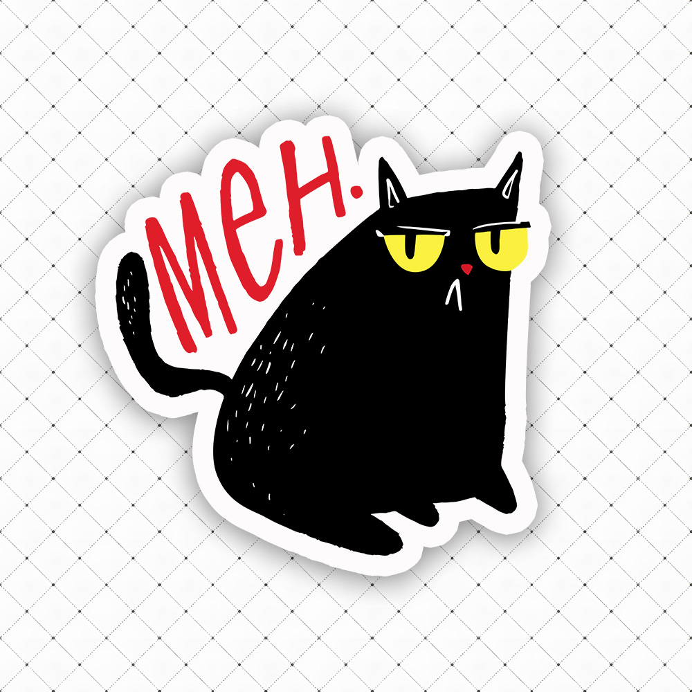 Meh Black Cat Sticker