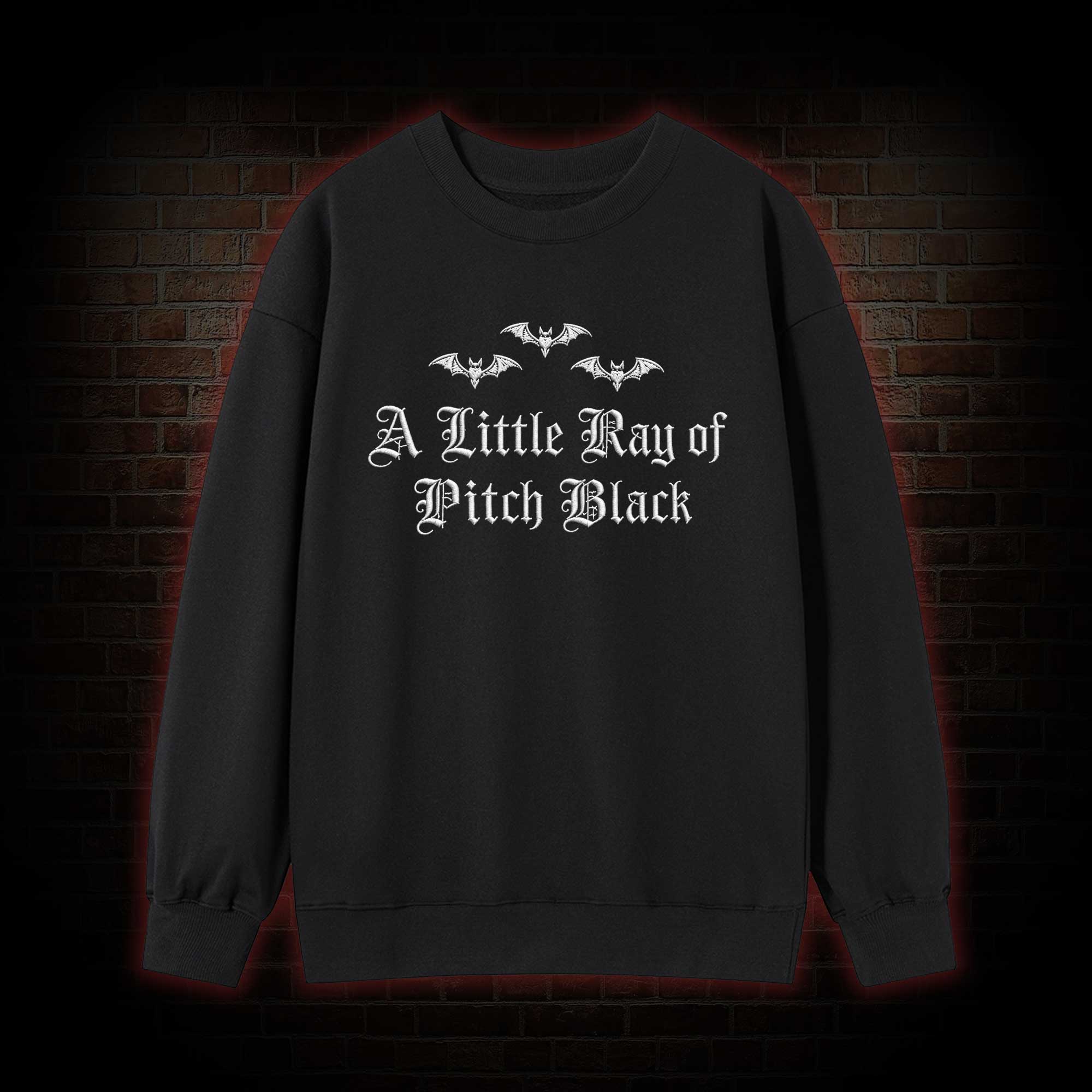 A Little Ray of Pitch Black Embroidered Sweatshirt
