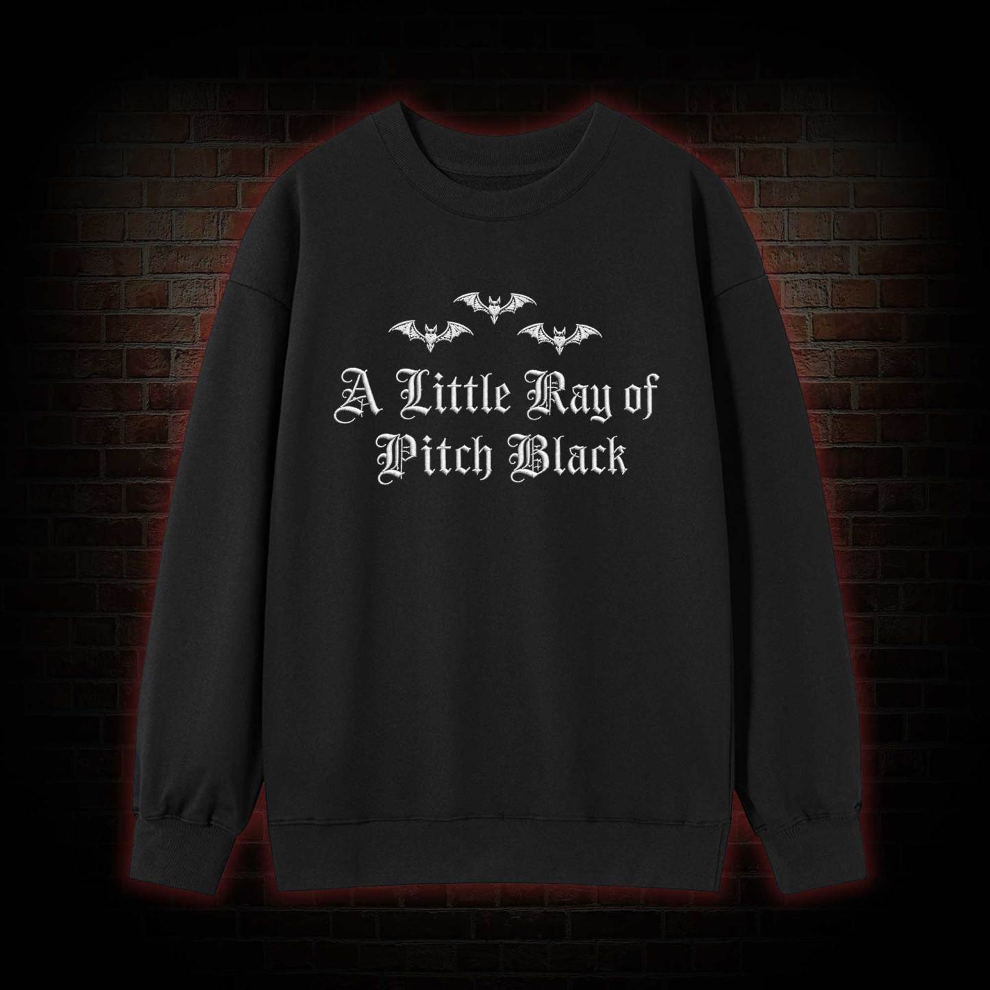 A Little Ray of Pitch Black Embroidered Sweatshirt