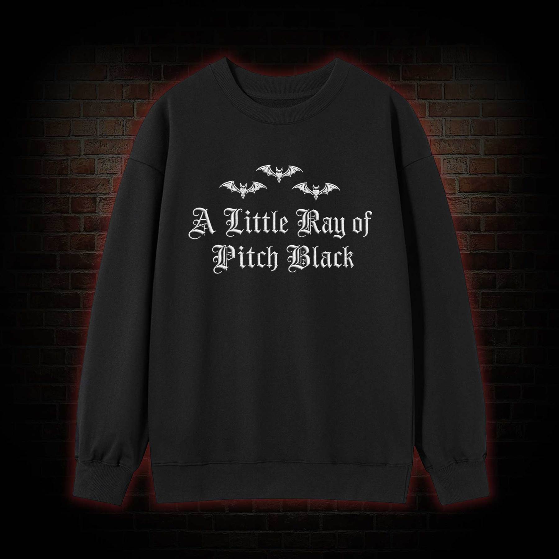 A Little Ray of Pitch Black Embroidered Sweatshirt