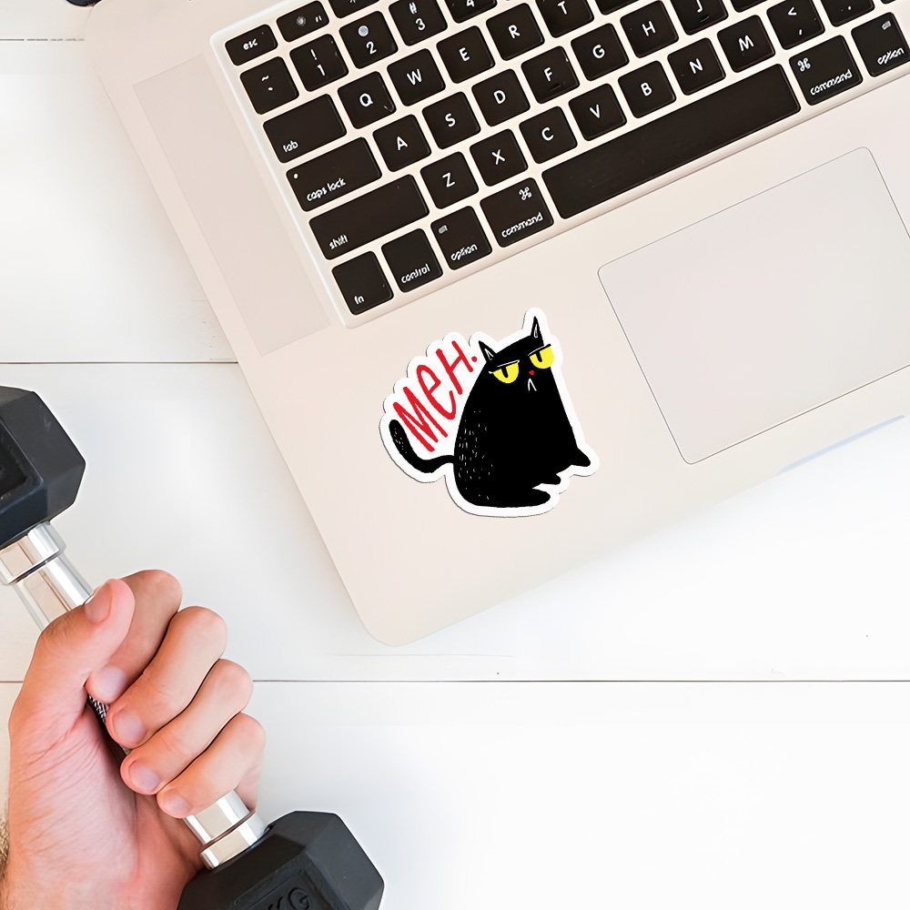 Meh Black Cat Sticker