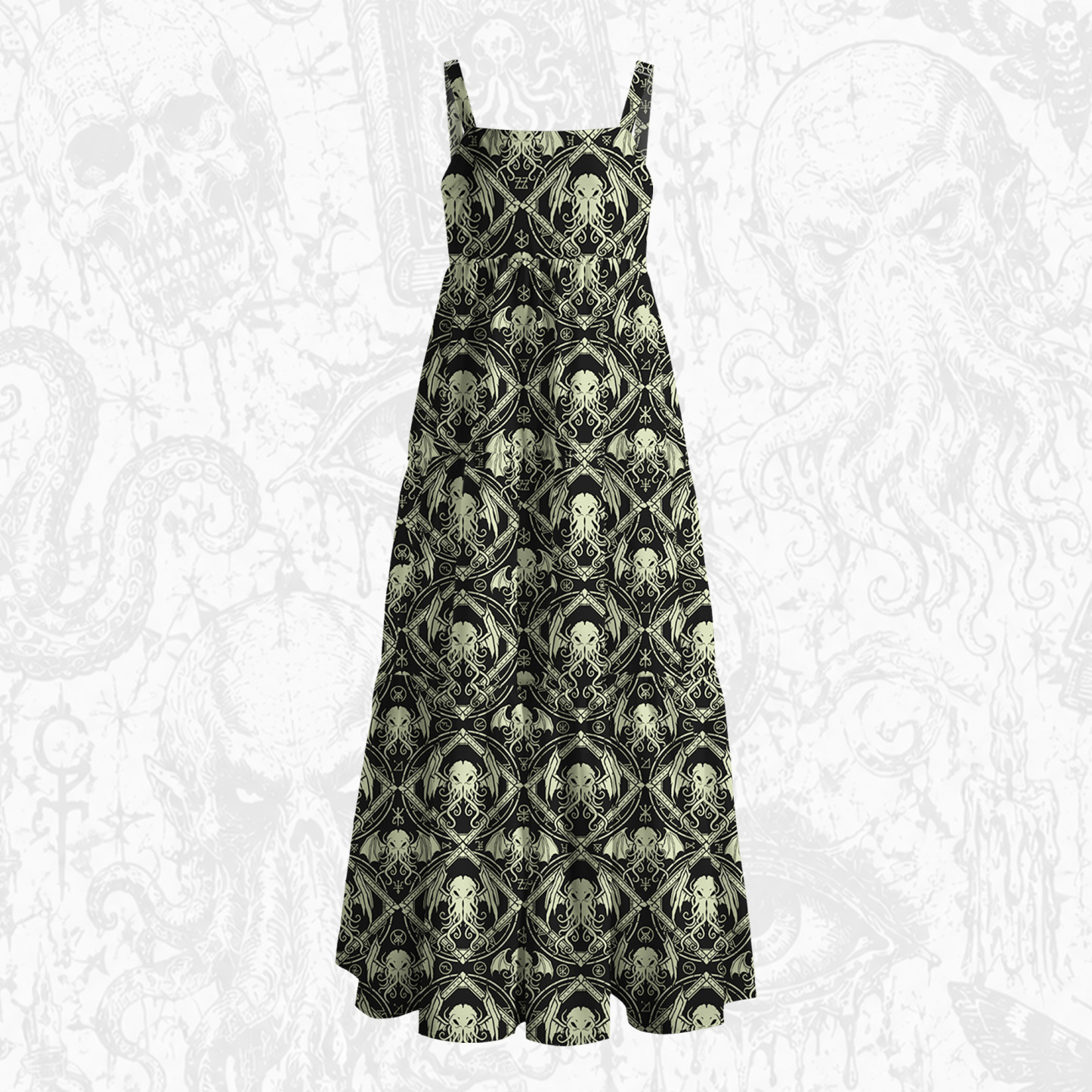Abyssal Swirls Wide Straps Maxi Dress