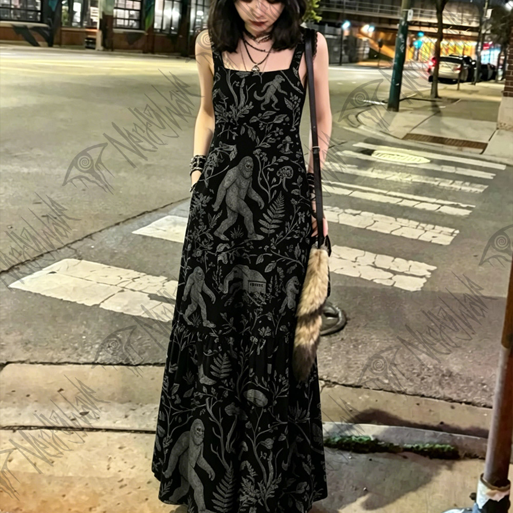 Cryptid Forest Wide Straps Maxi Dress