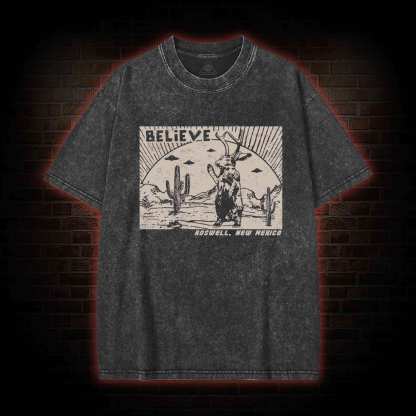 Believe Roswell New Nexico Washed T-shirt