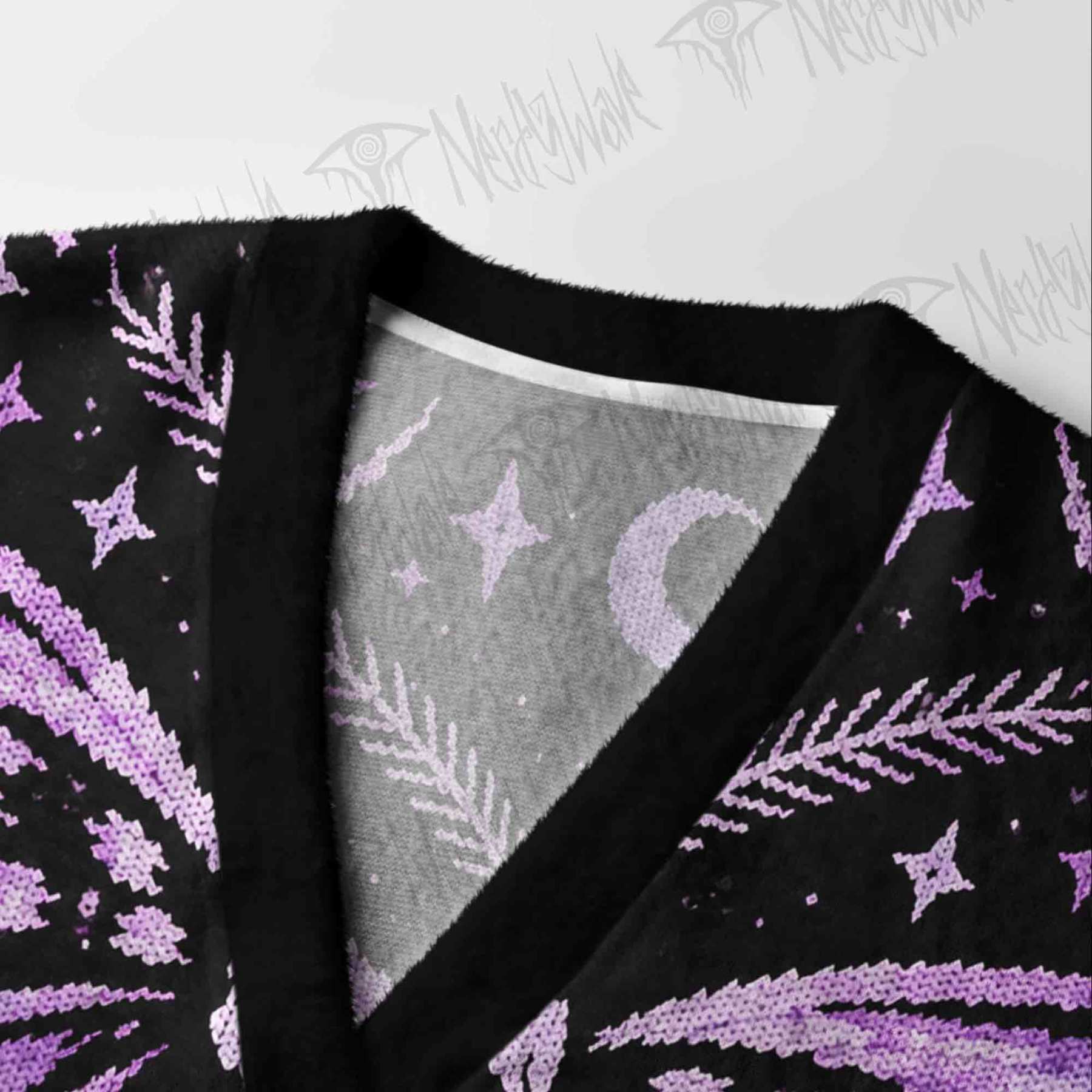 Gothic Purple Death Moth Cardigan Sweater