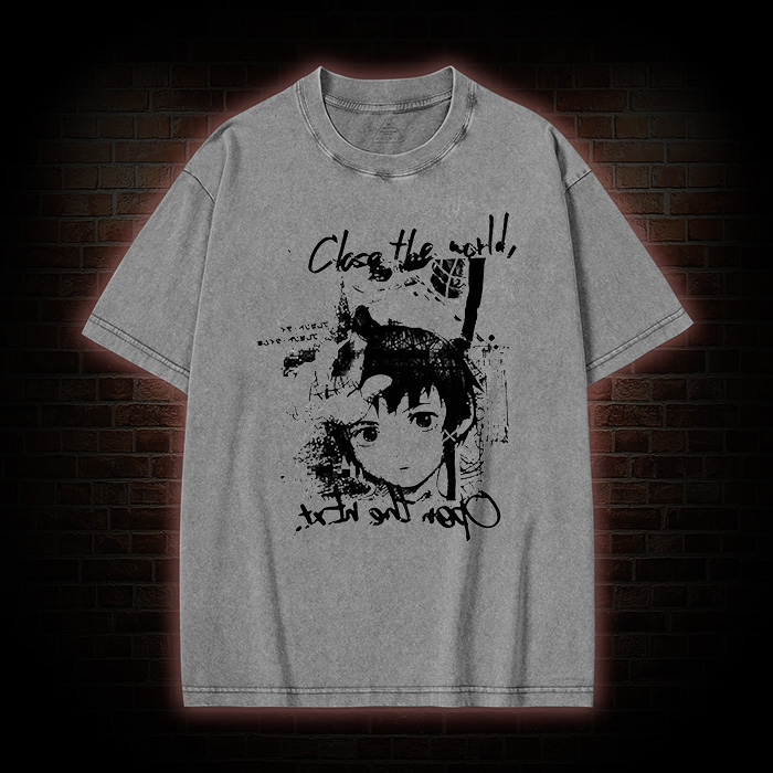 Serial Experiments Lain Close the World Open the Next Washed T-shirt