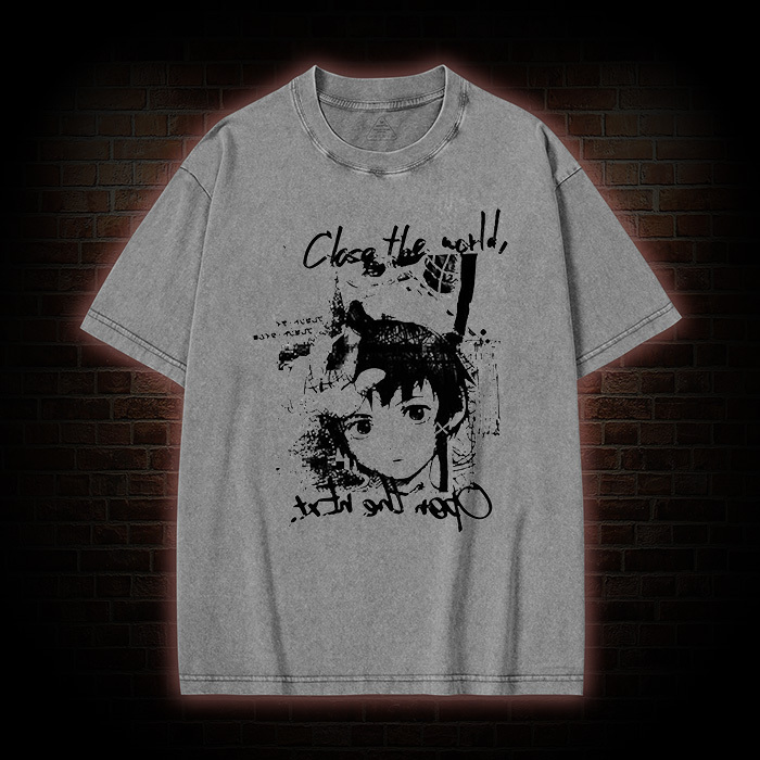 Serial Experiments Lain Close the World Open the Next Washed T-shirt