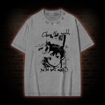 Serial Experiments Lain Close the World Open the Next Washed T-shirt