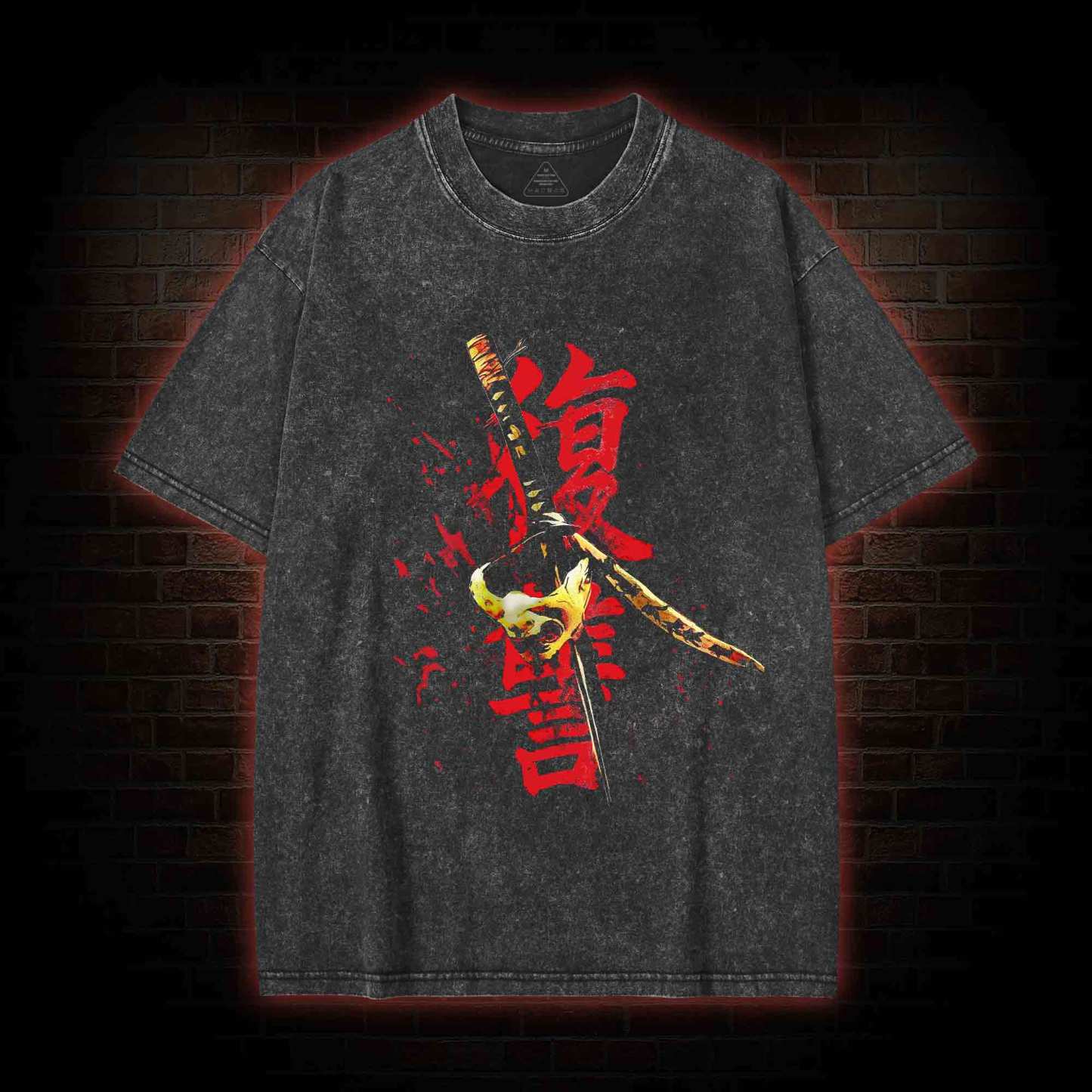 3773 Back Print Washed T-shirt