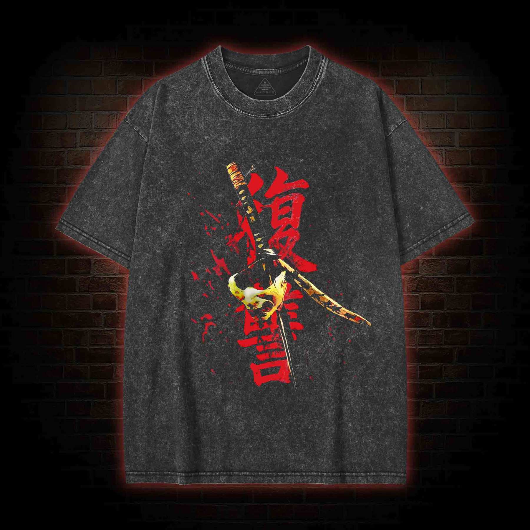 3773 Back Print Washed T-shirt