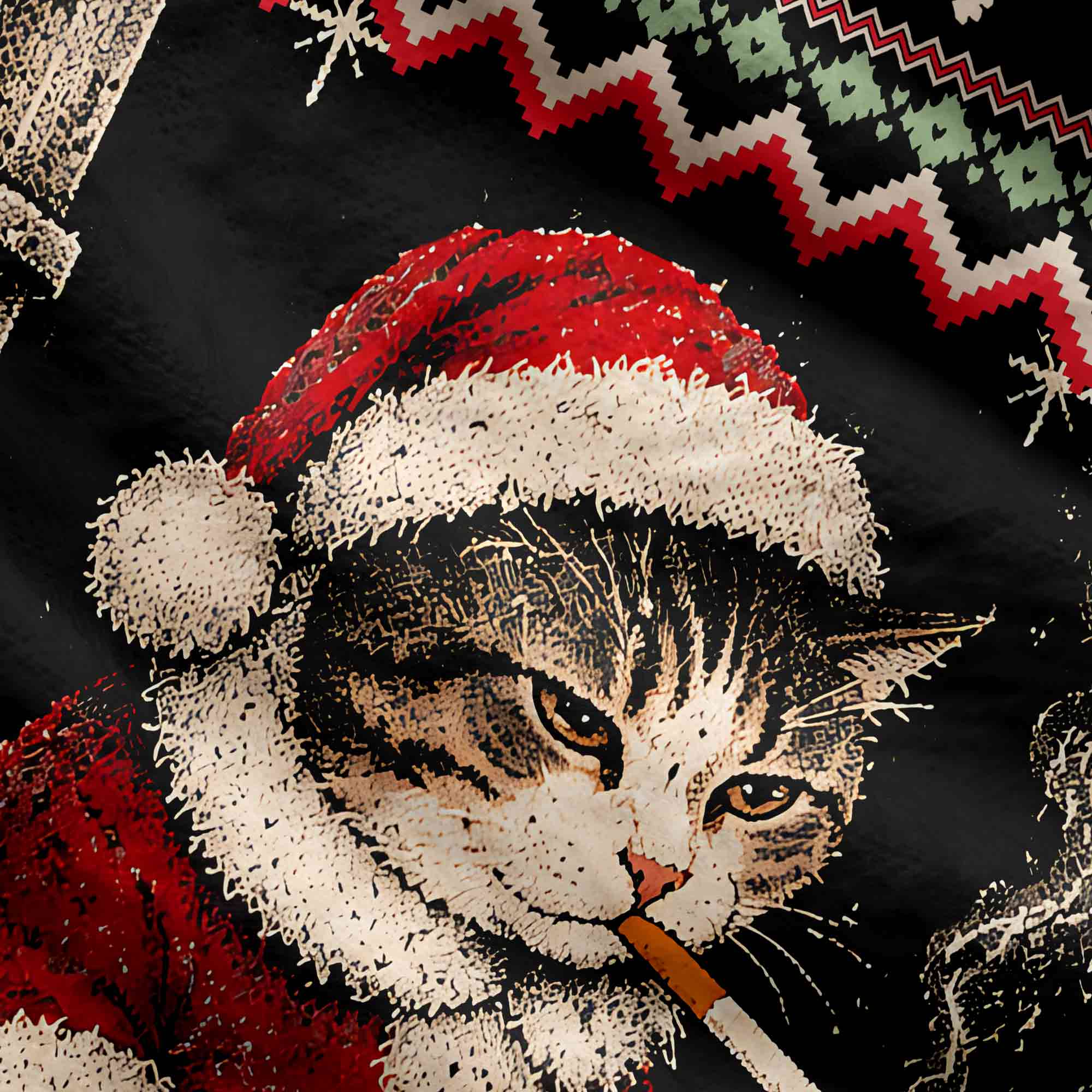 Naughty Santa Cat Retro Ugly Sweatshirts